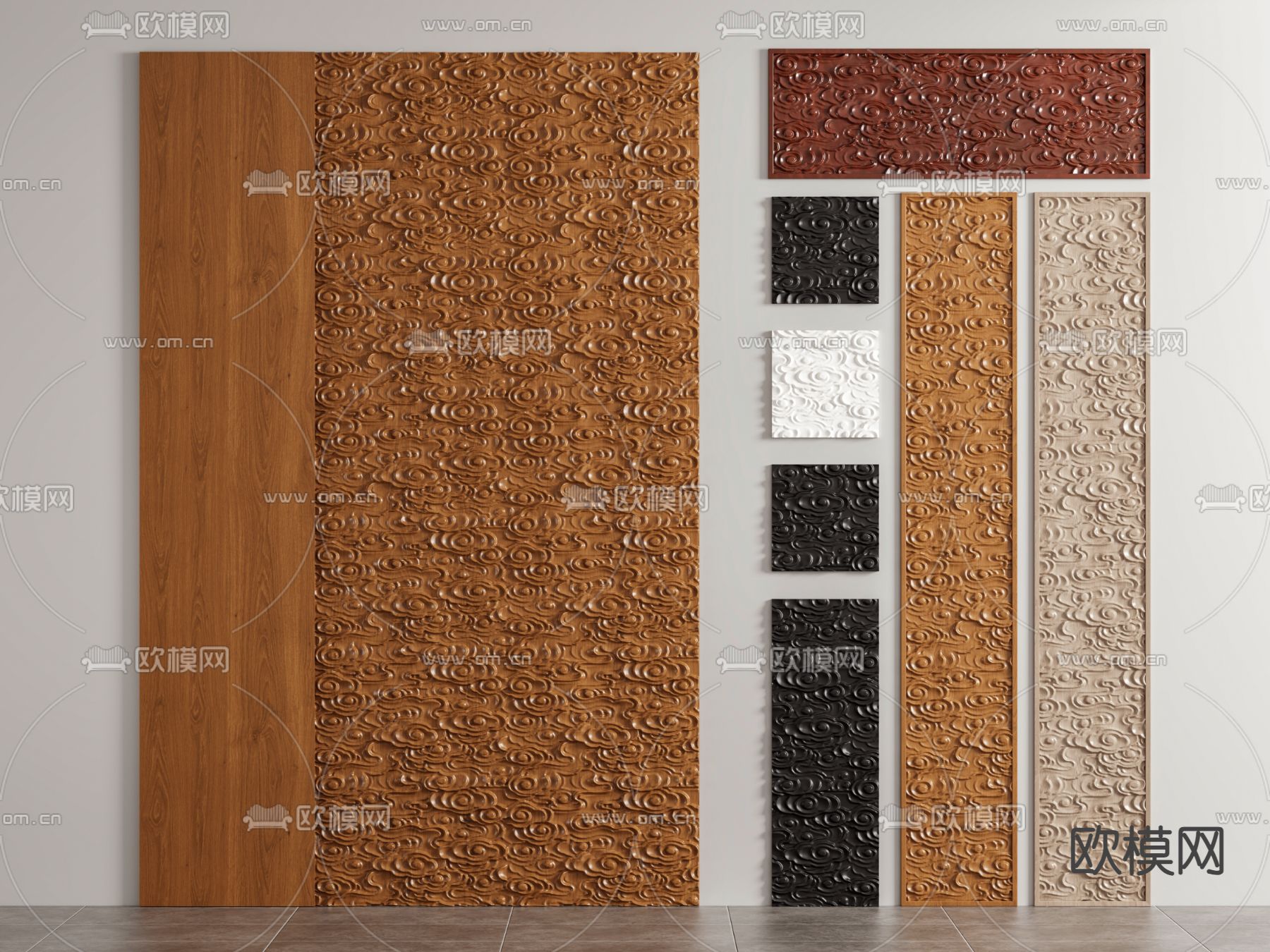 祥云浮雕 云纹雕花3d模型下载