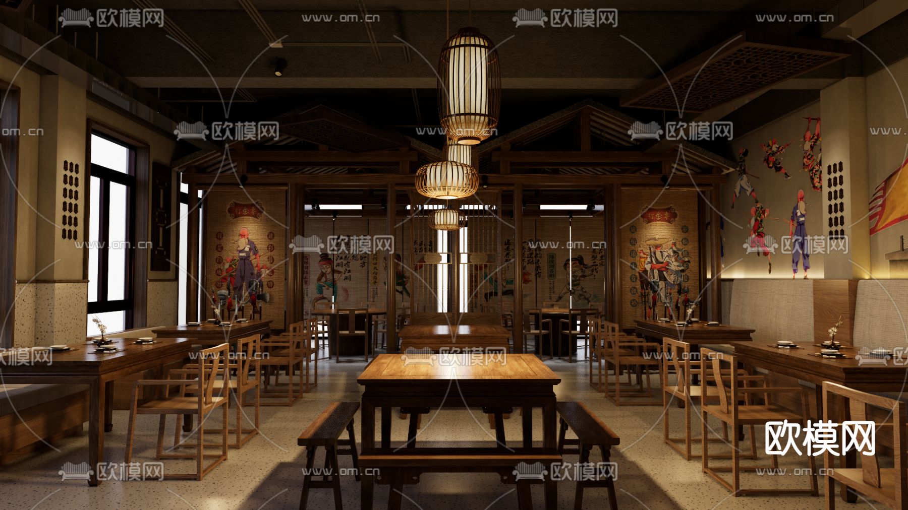 中餐厅su模型下载（渲染图4）
