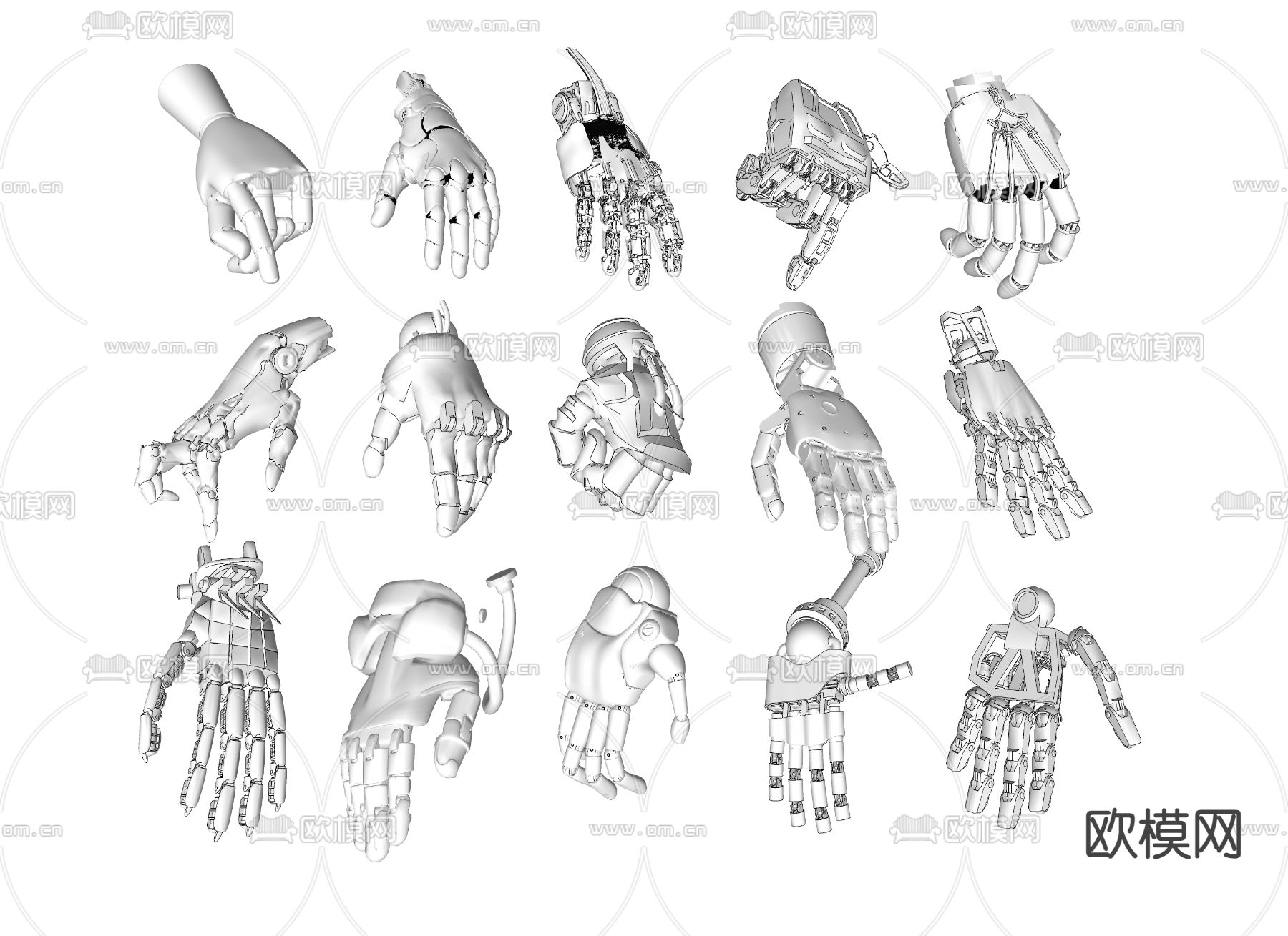 工业机械手 科技手su模型下载（渲染图1）