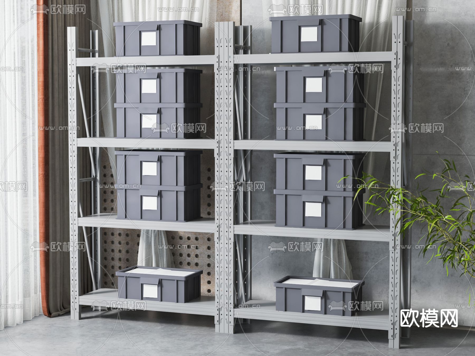 工业风货架su模型下载（渲染图2）