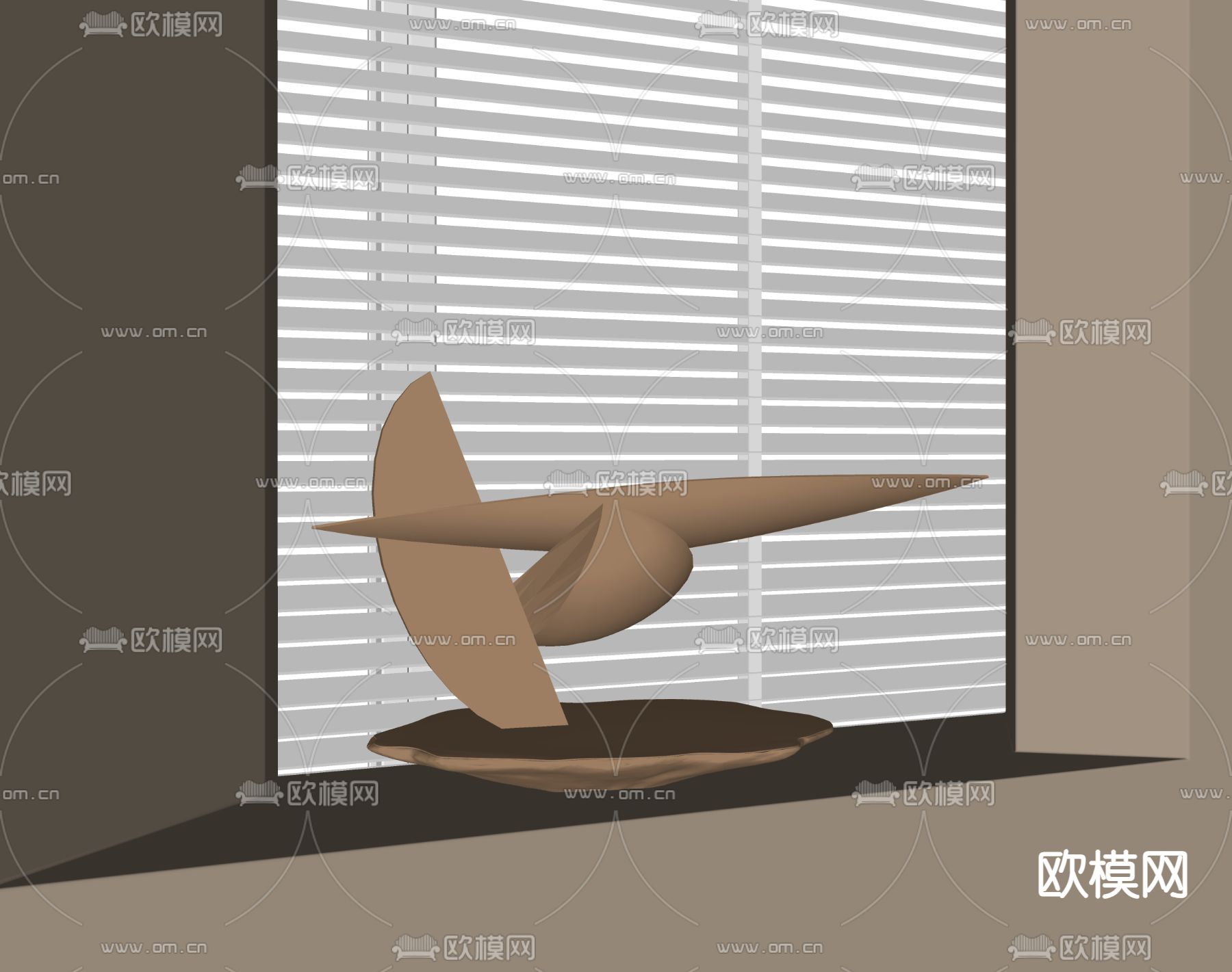 现代雕塑摆件su模型下载（渲染图1）