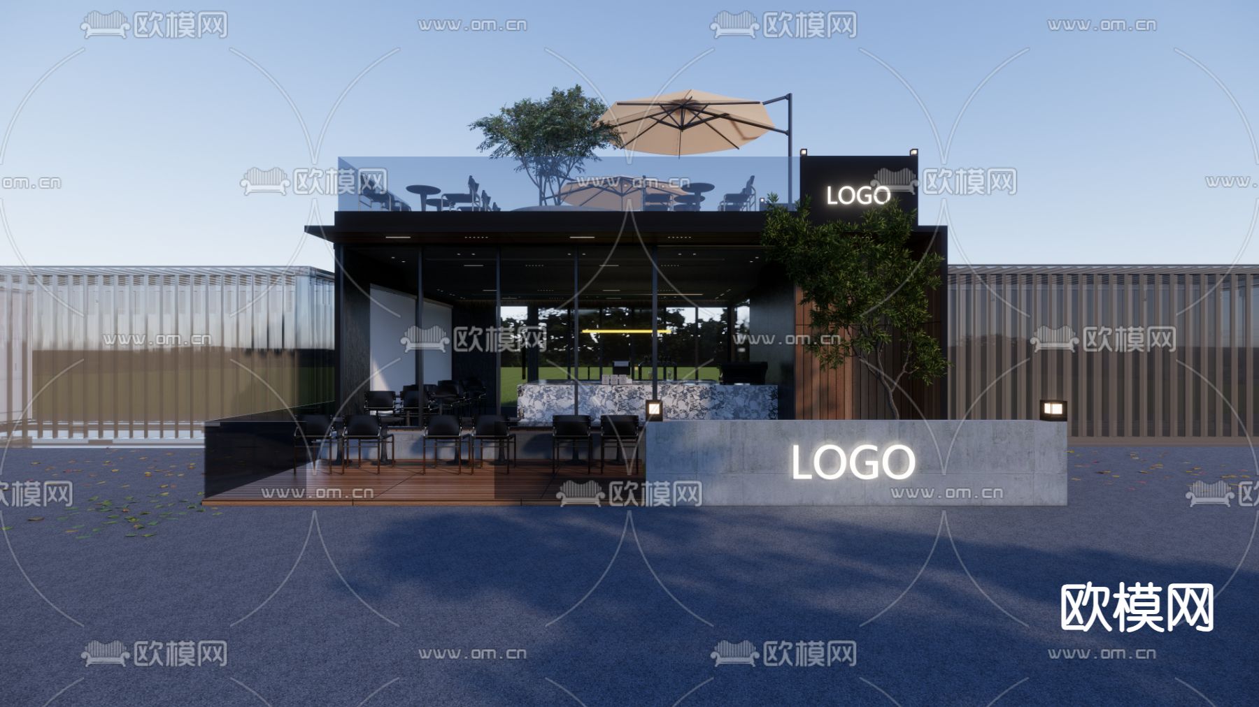 工业风咖啡厅su模型下载（渲染图2）