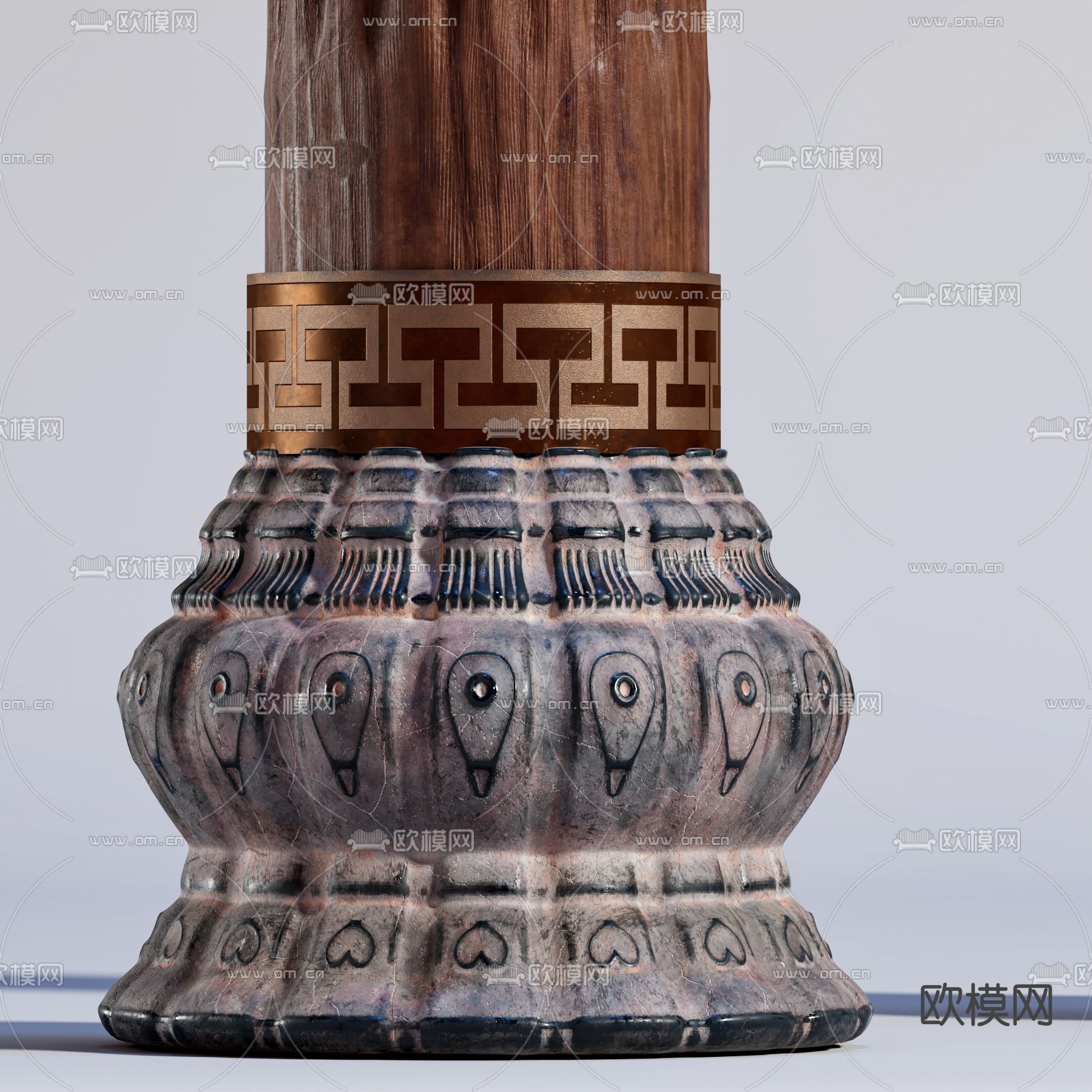 中式柱子 圆柱su模型下载（渲染图2）