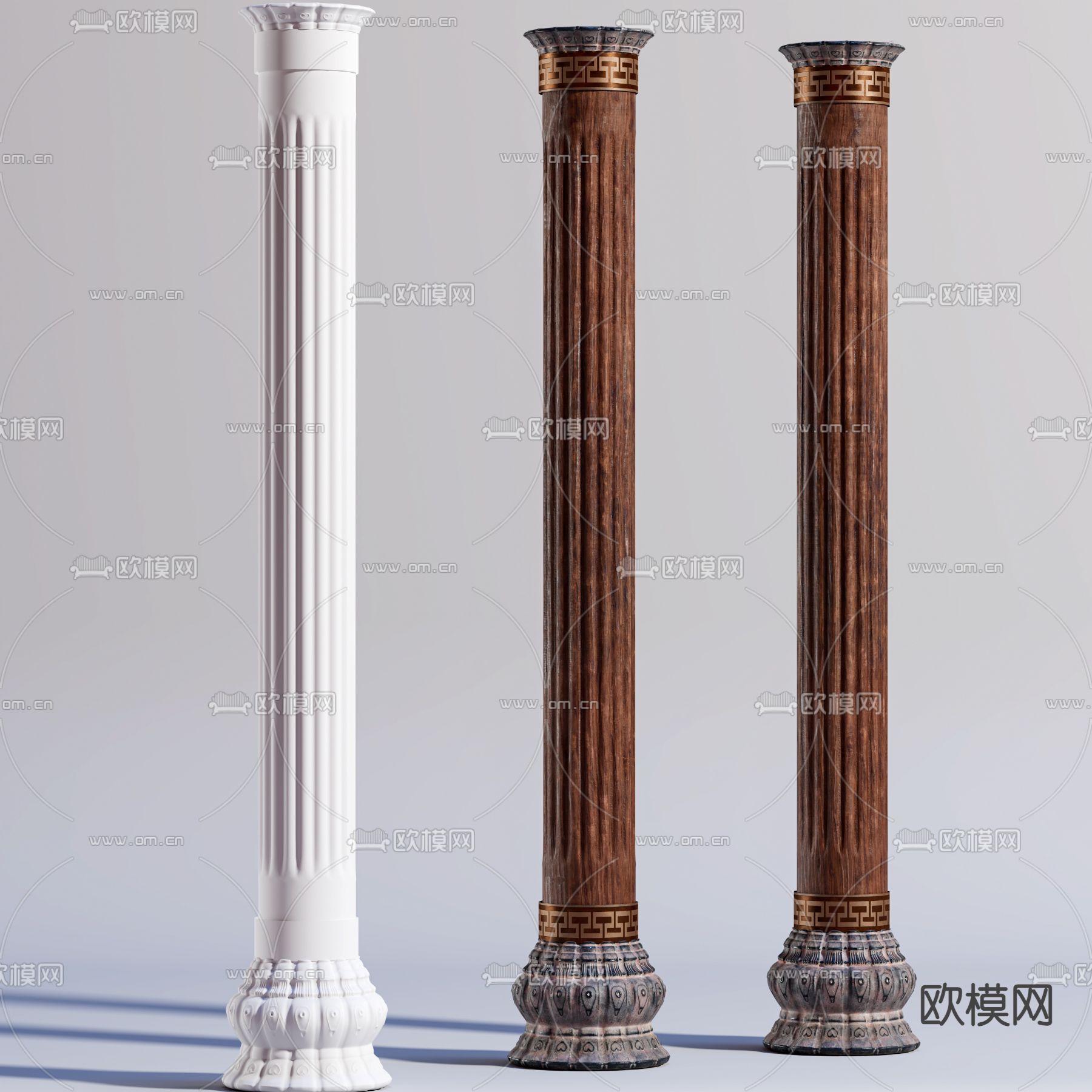 中式柱子 圆柱su模型下载（渲染图3）