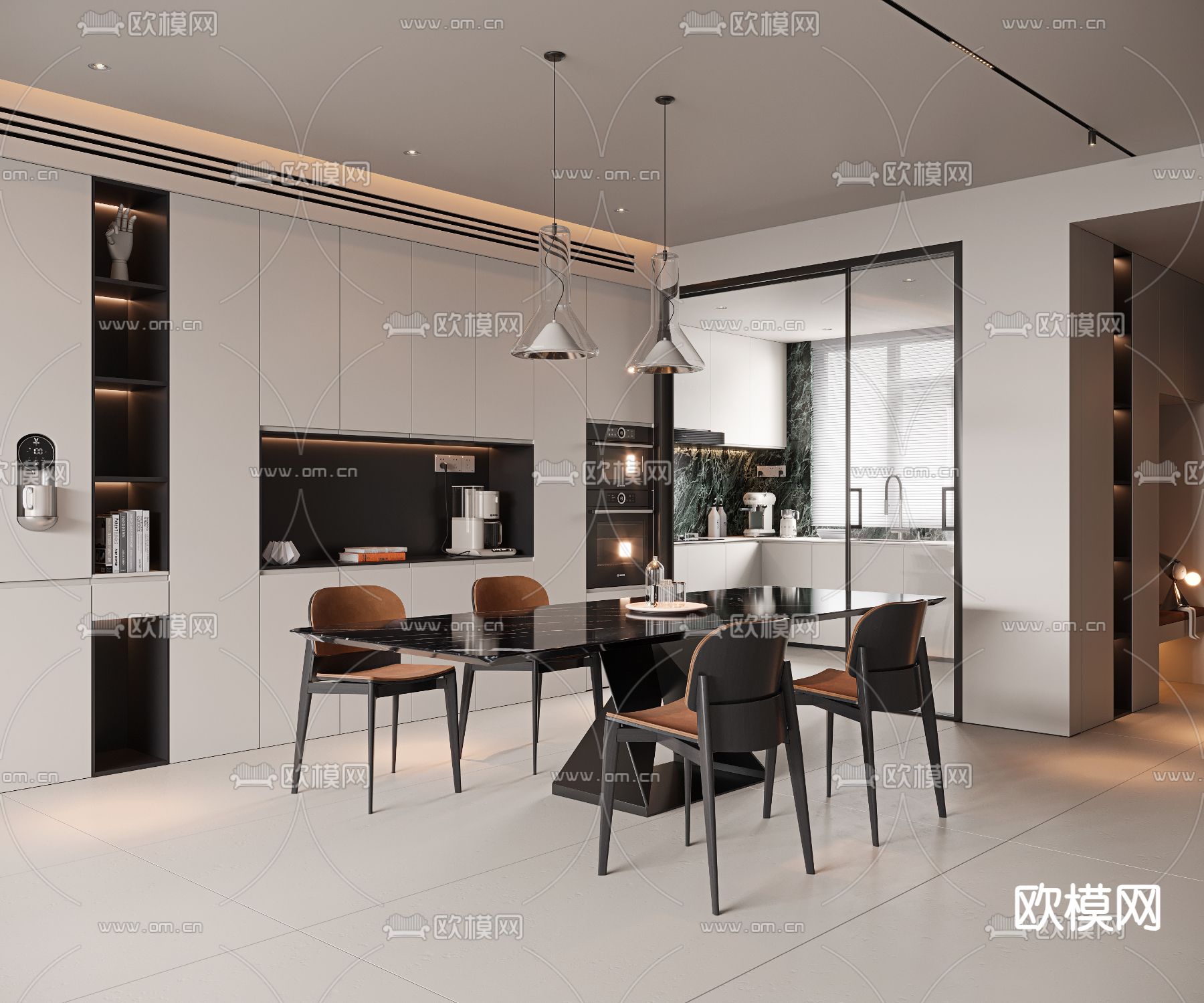 轻奢餐厅3d模型下载