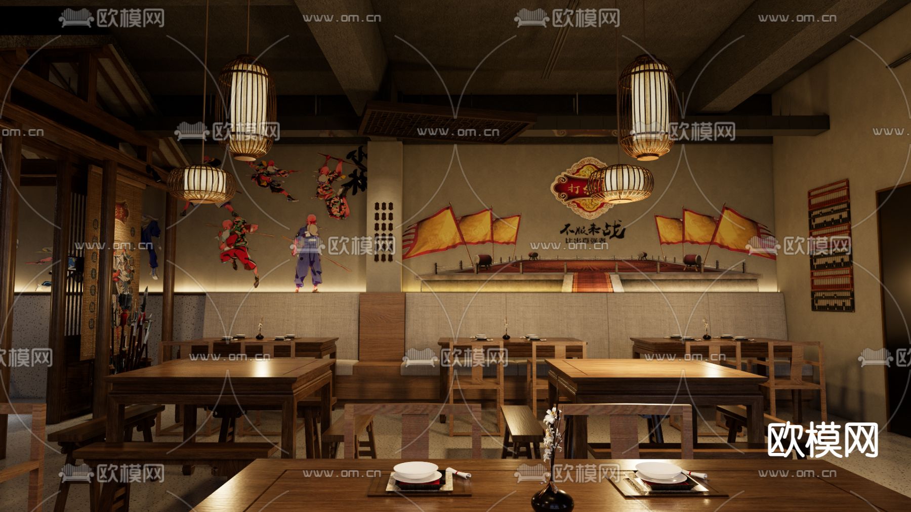 中餐厅su模型下载（渲染图3）