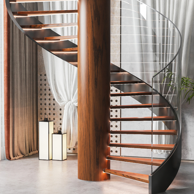 美式旋转楼梯su模型