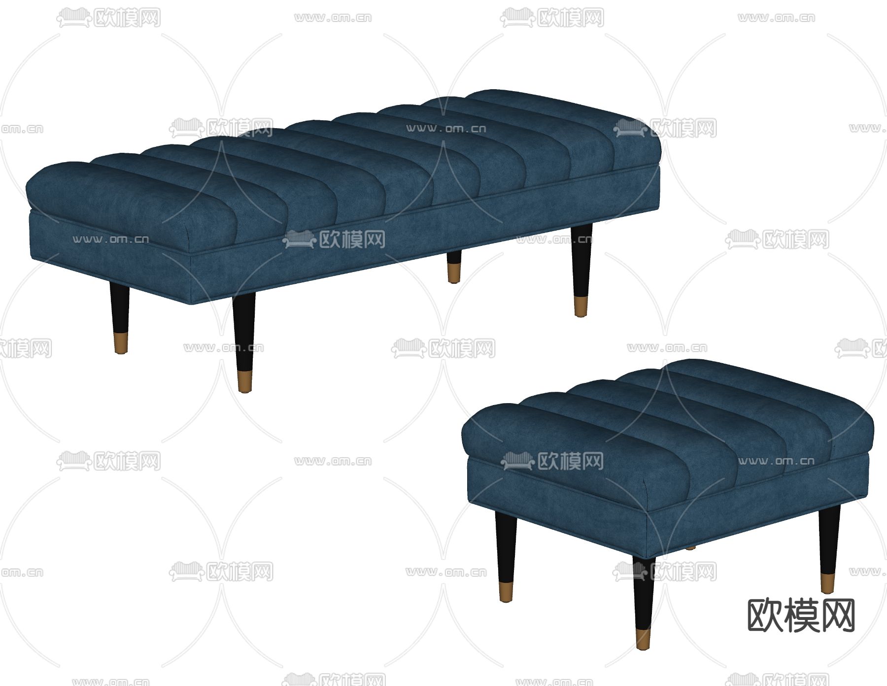 现代床尾凳 沙发凳su模型