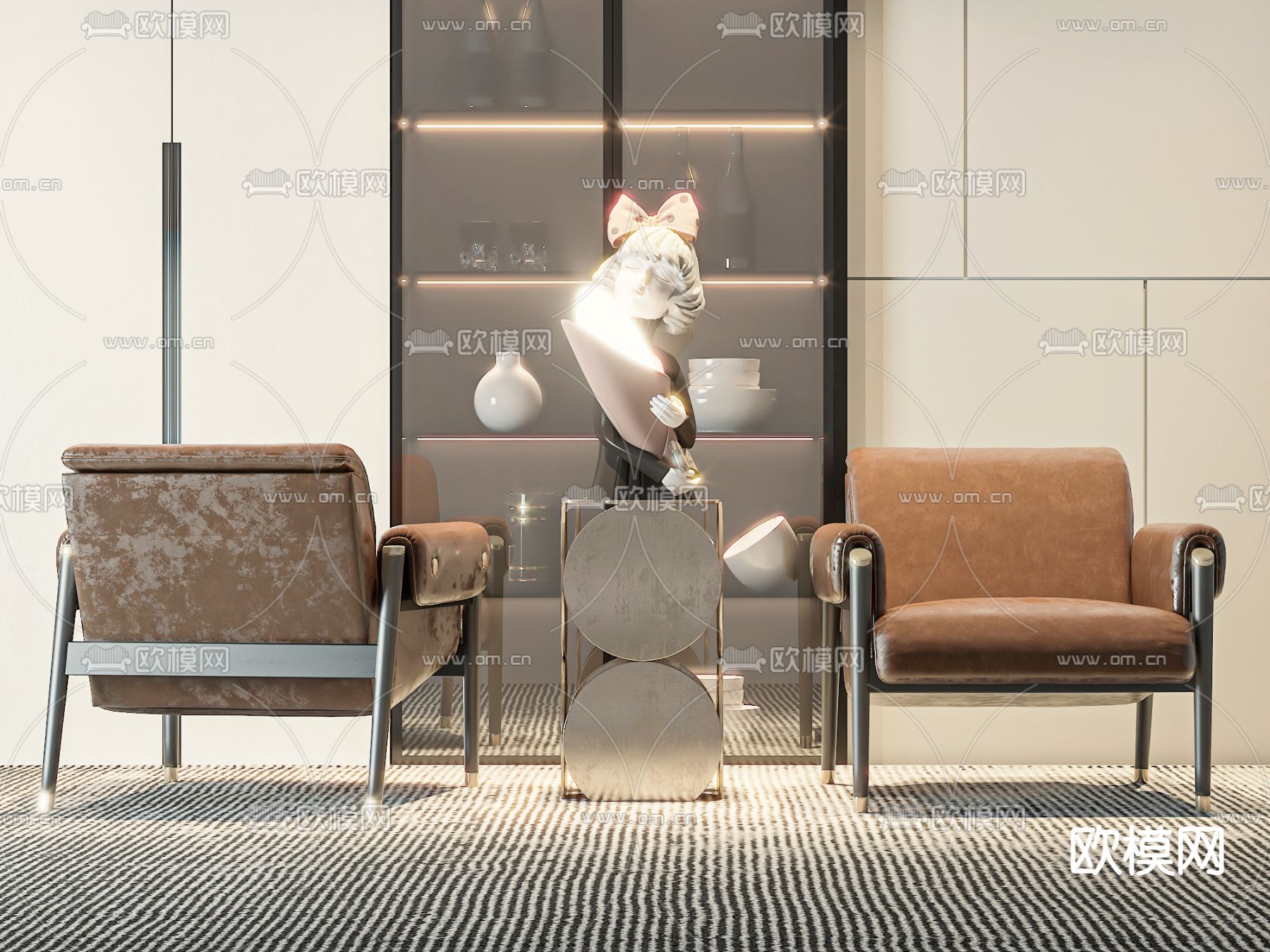 皮革沙发椅 休闲椅3d模型下载