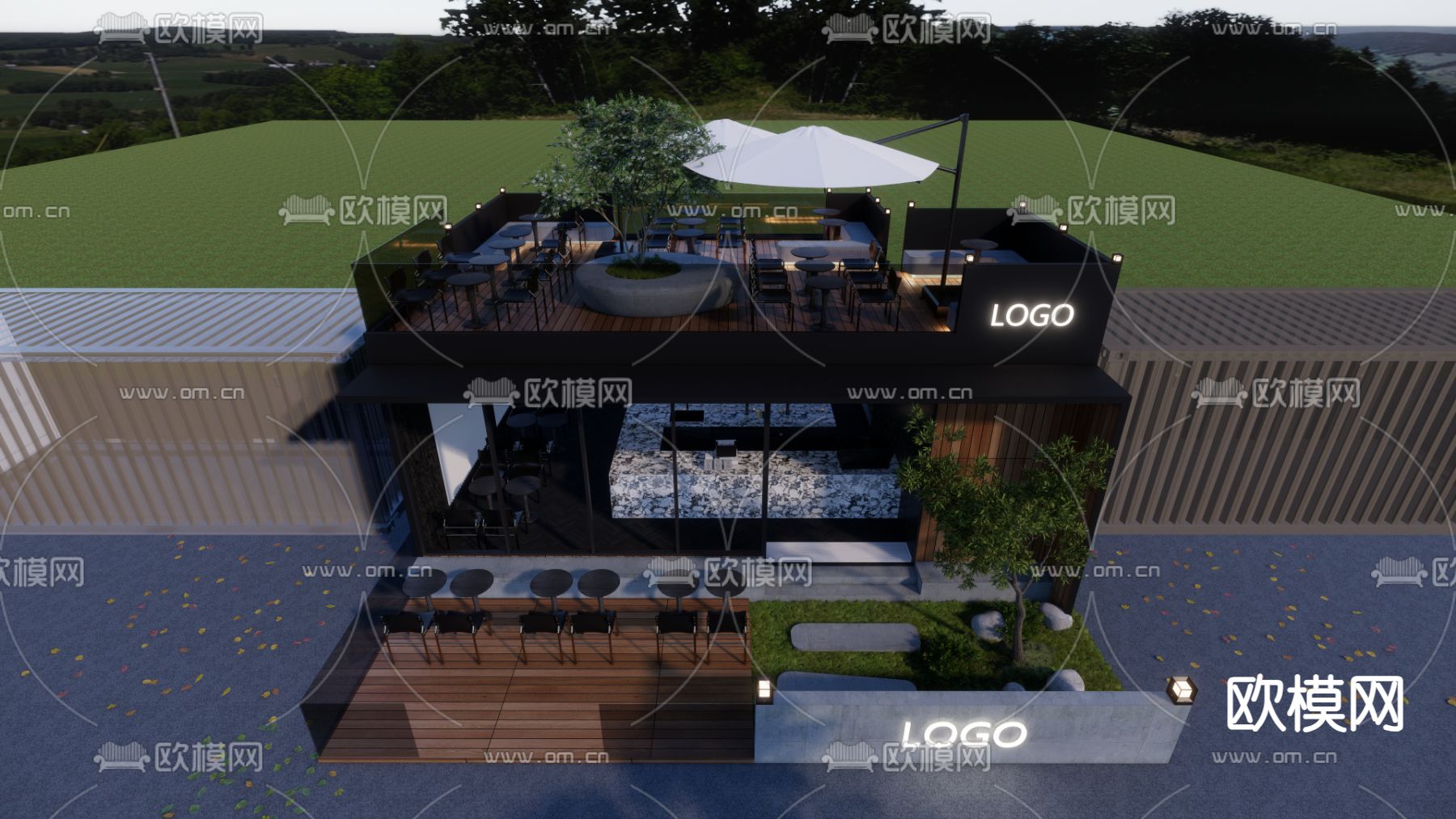 工业风咖啡厅su模型下载（渲染图3）