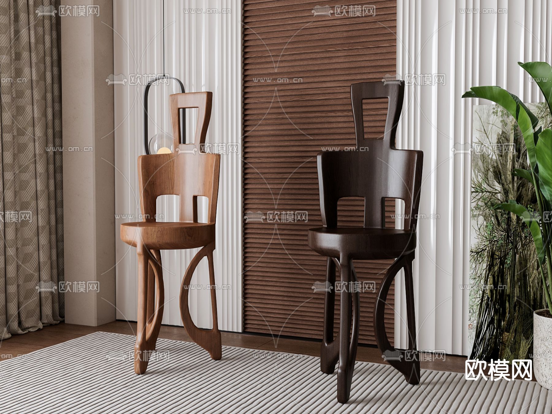 中古风吧椅 吧凳 高脚凳3d模型下载