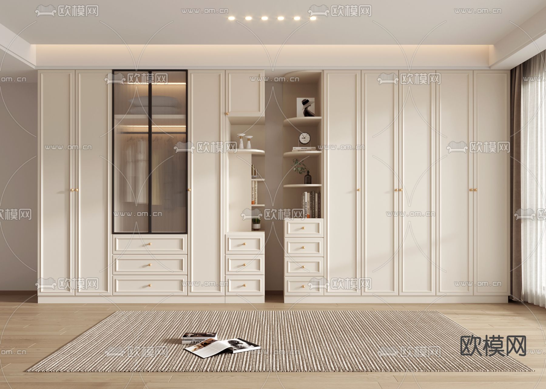 简欧衣柜su模型下载（渲染图2）