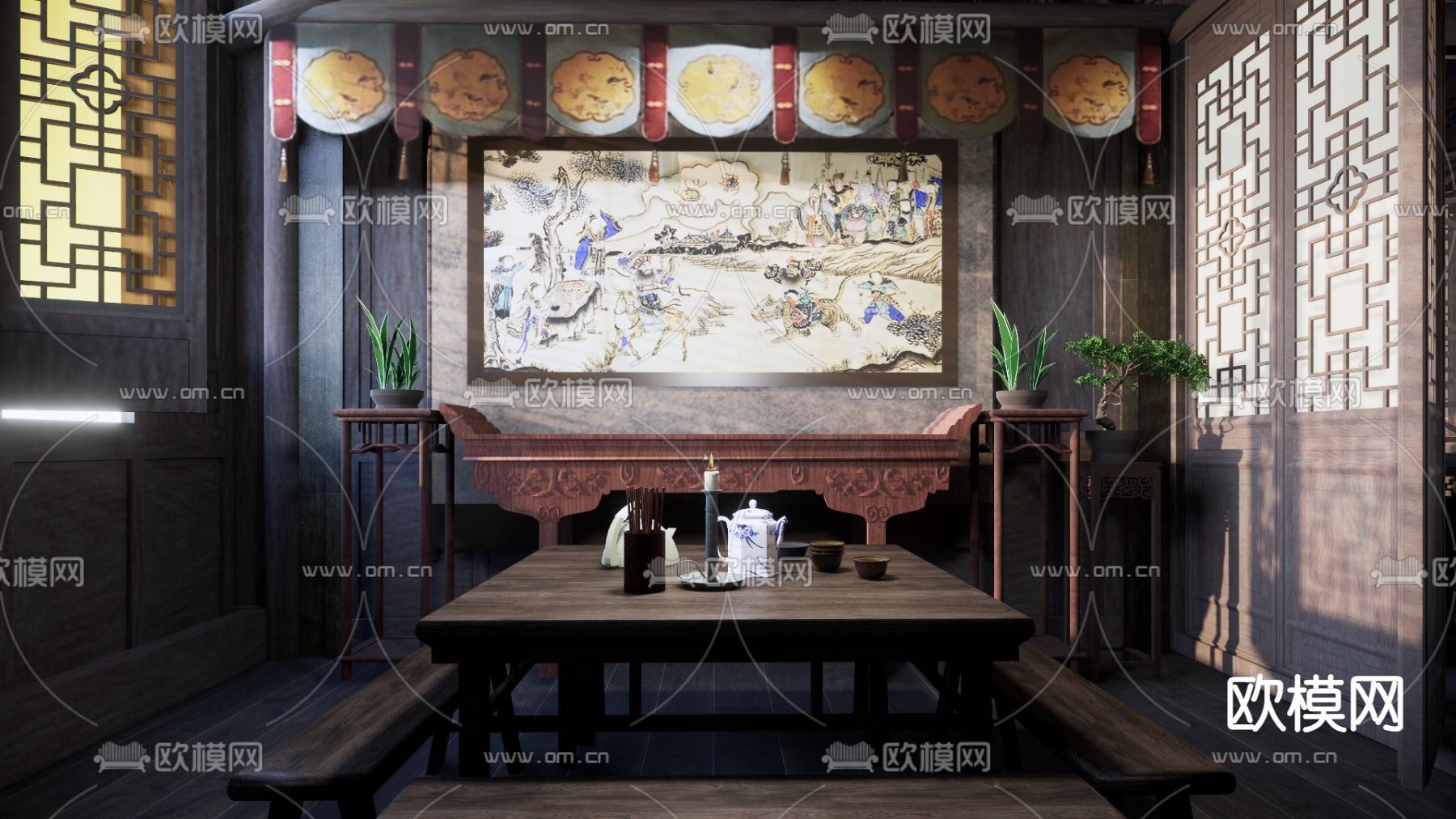 中餐厅su模型下载（渲染图4）