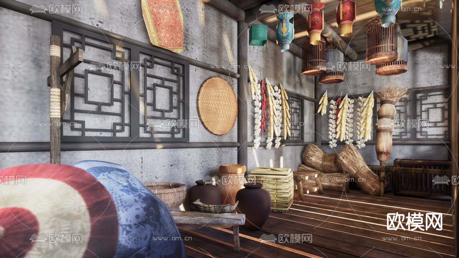 中餐厅su模型下载（渲染图2）