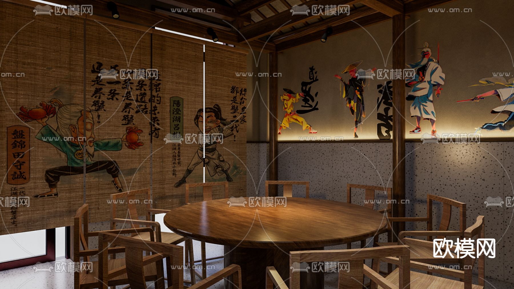 中餐厅su模型下载（渲染图2）