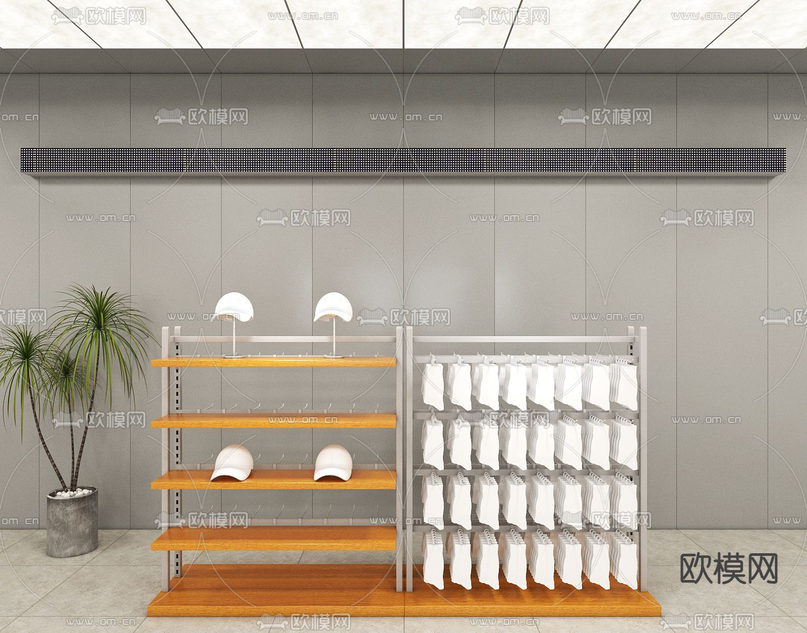 中岛架 流水台 服装货架3d模型下载