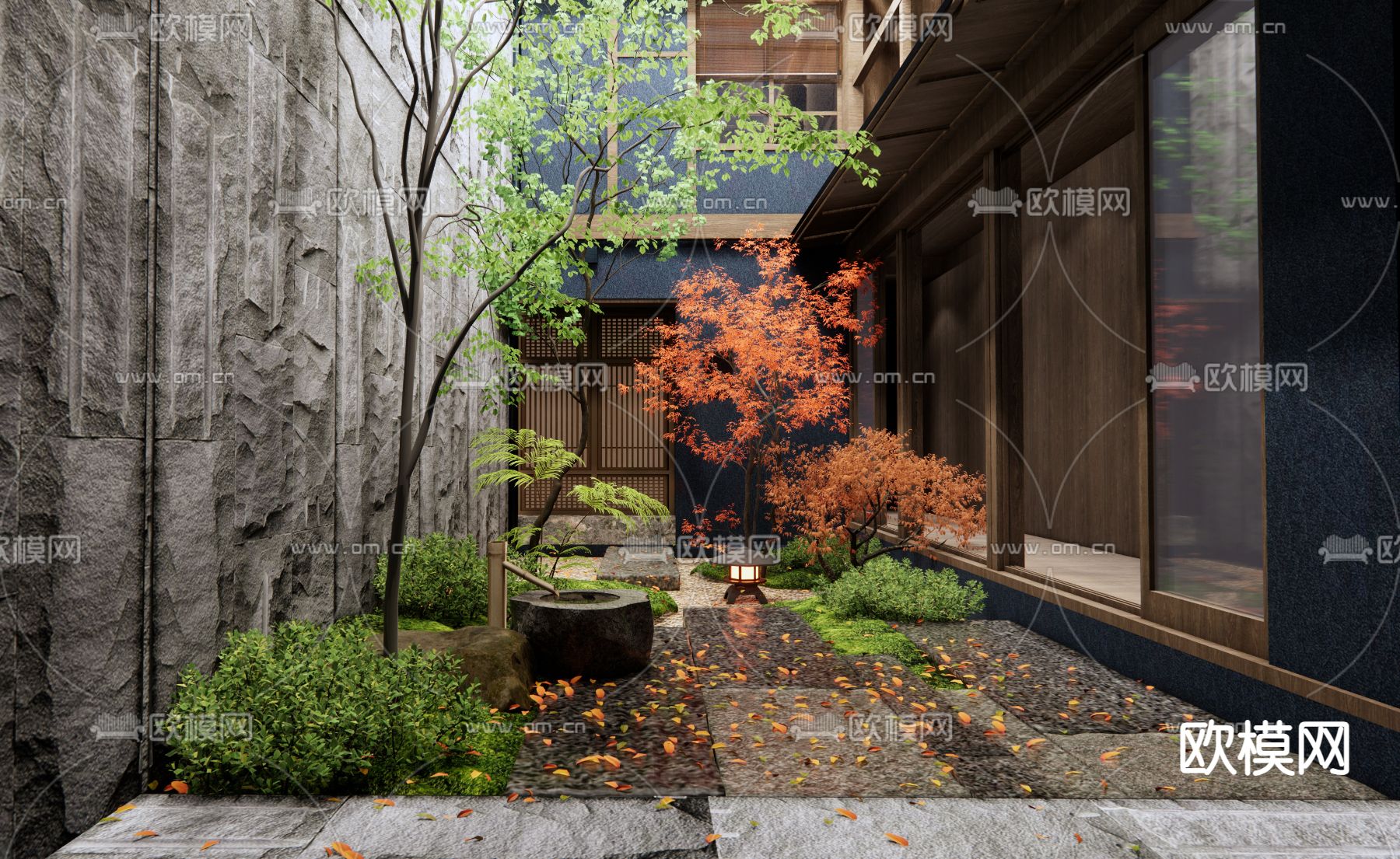 别墅庭院 花园3d模型下载