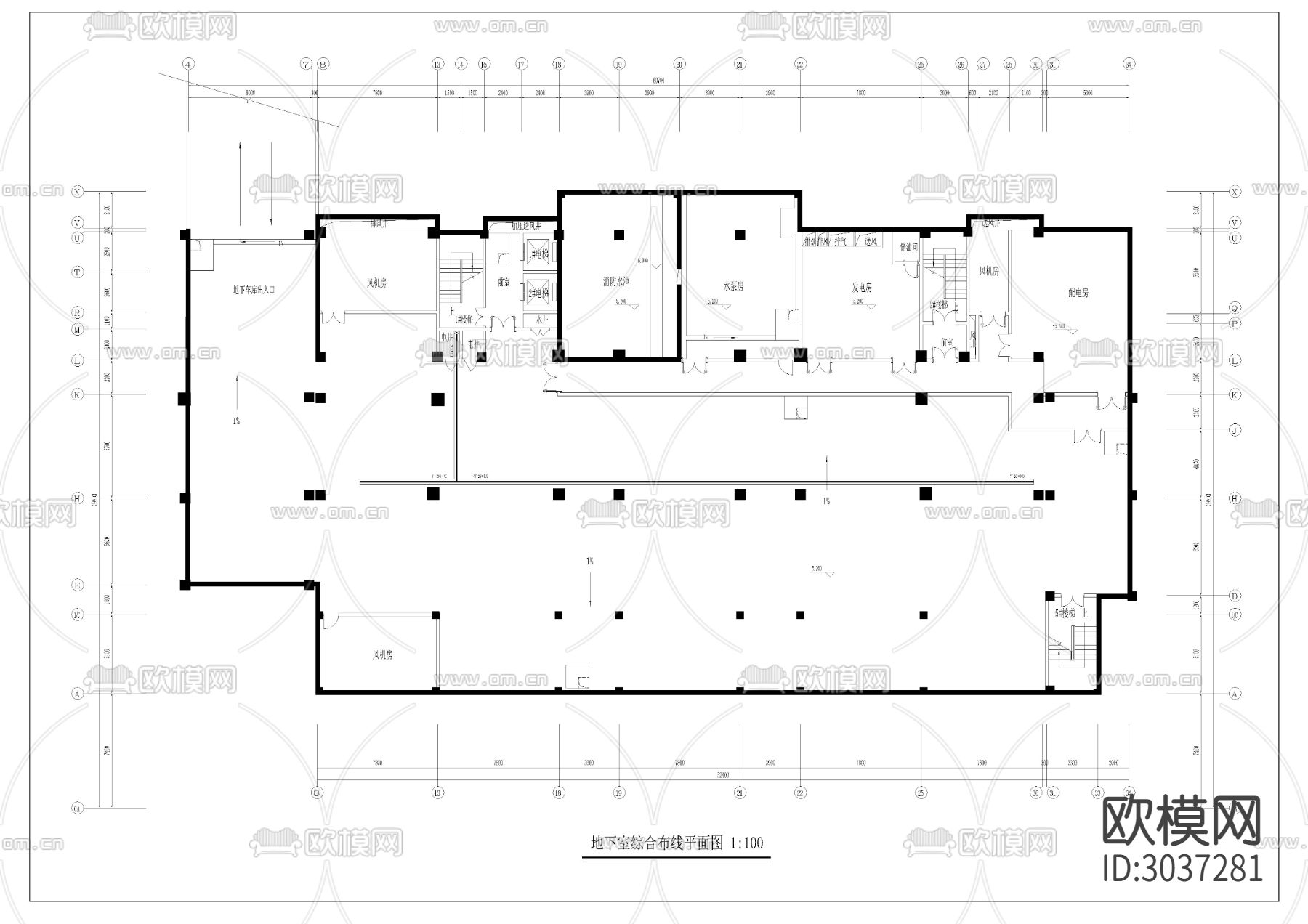 办公室综合布线CAD平面图下载（渲染图1）