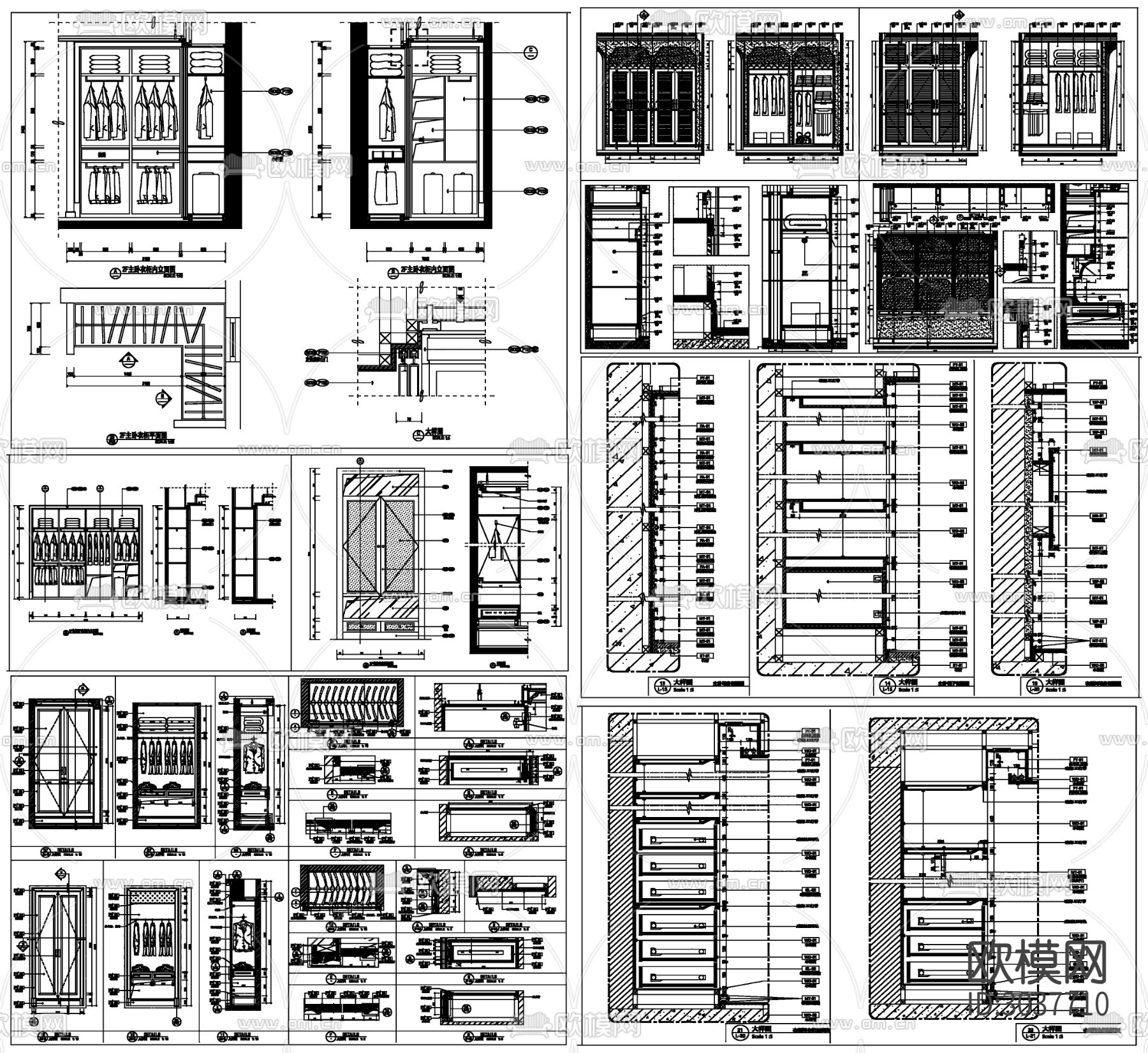 衣柜设计详图剖面节点大样图下载（渲染图4）
