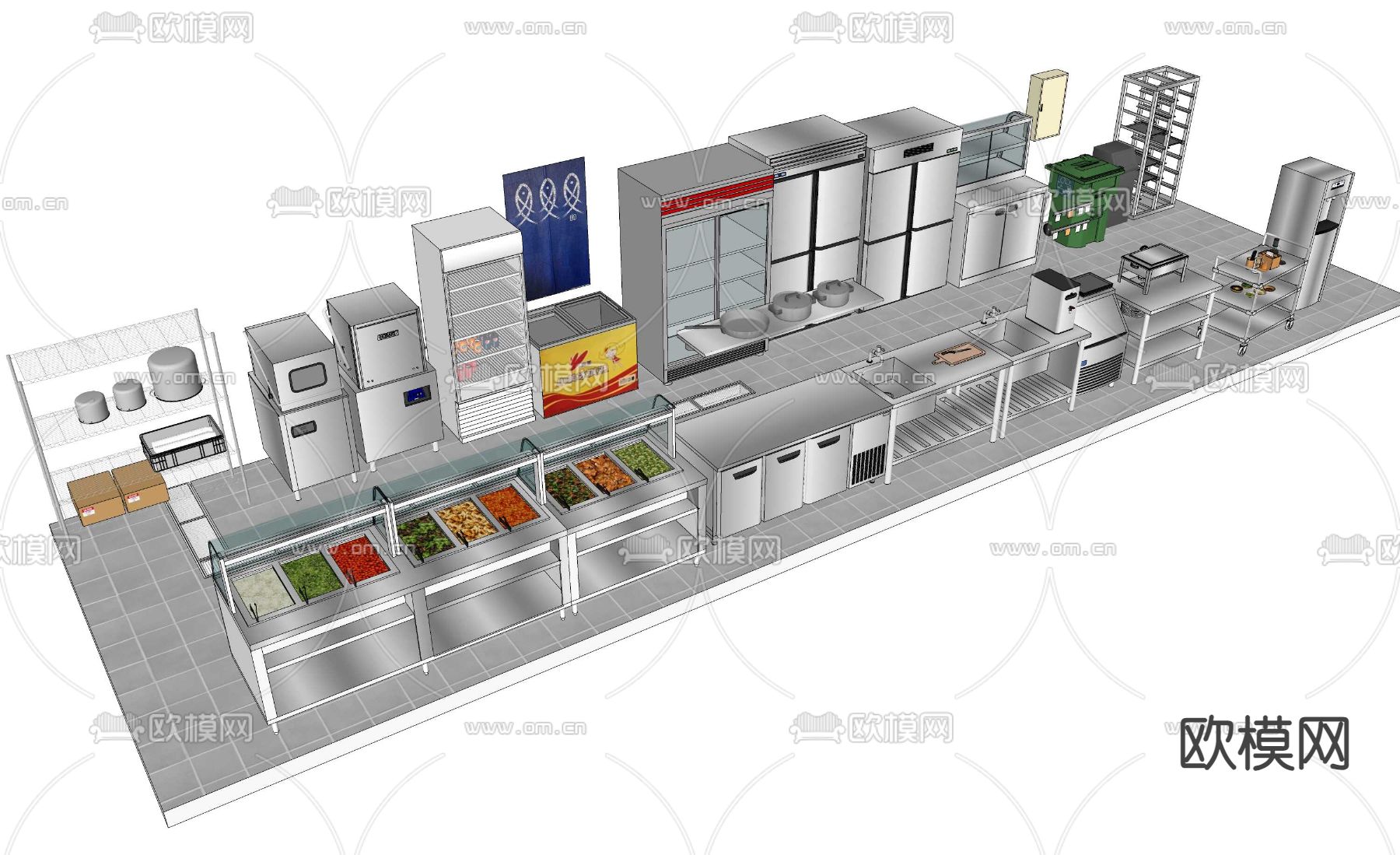 冰箱 冰柜su模型下载（渲染图1）