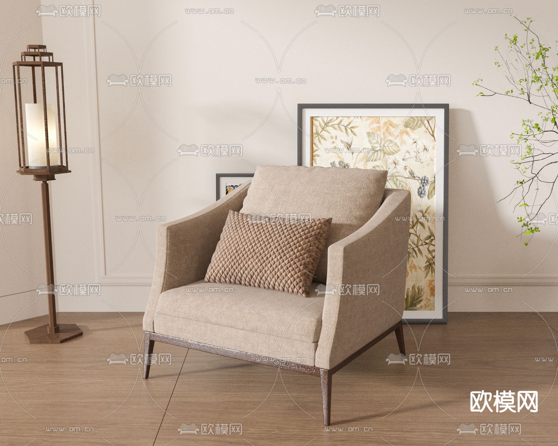 侘寂沙发 单人沙发3d模型下载