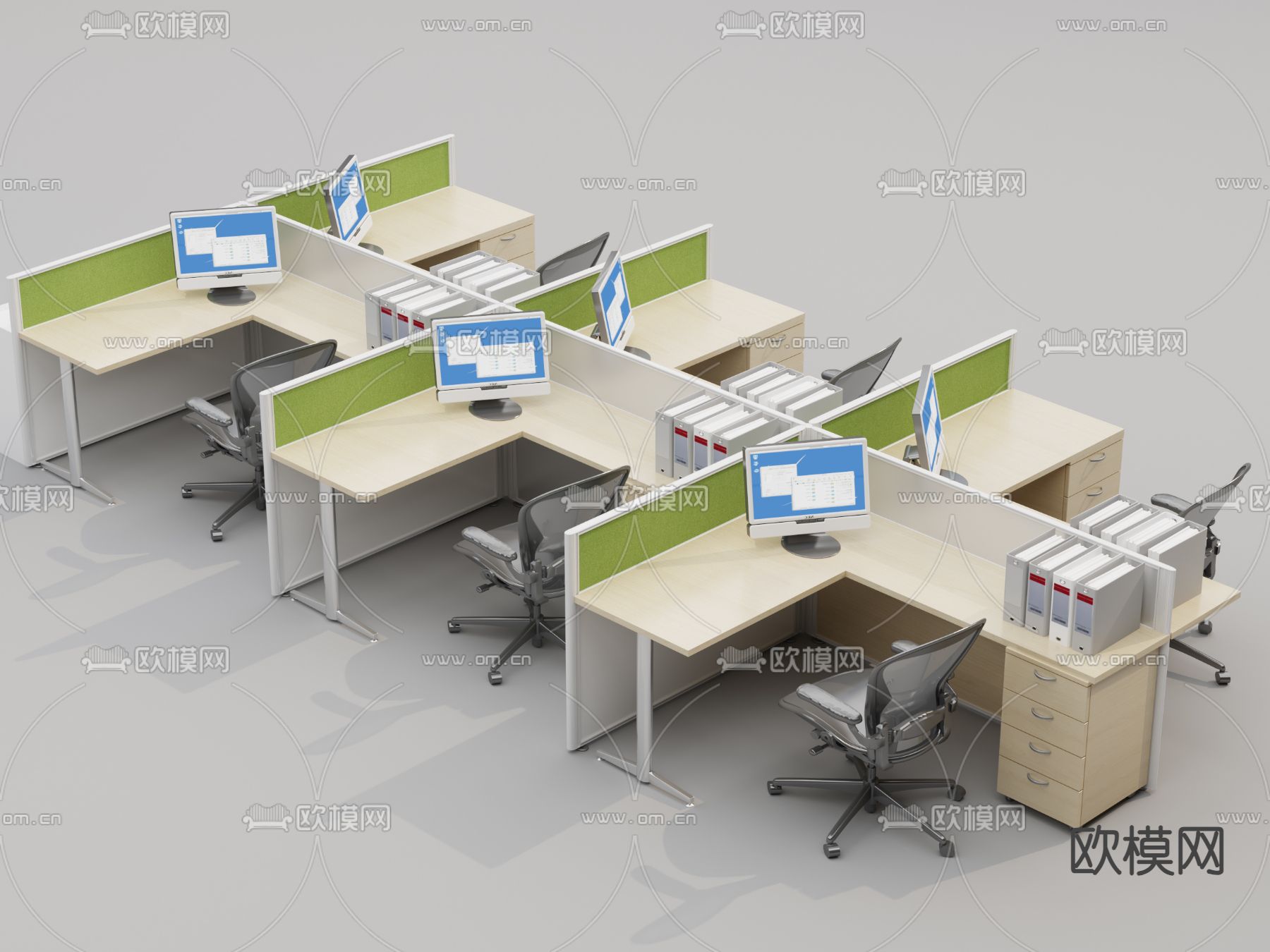 办公桌su模型下载（渲染图2）