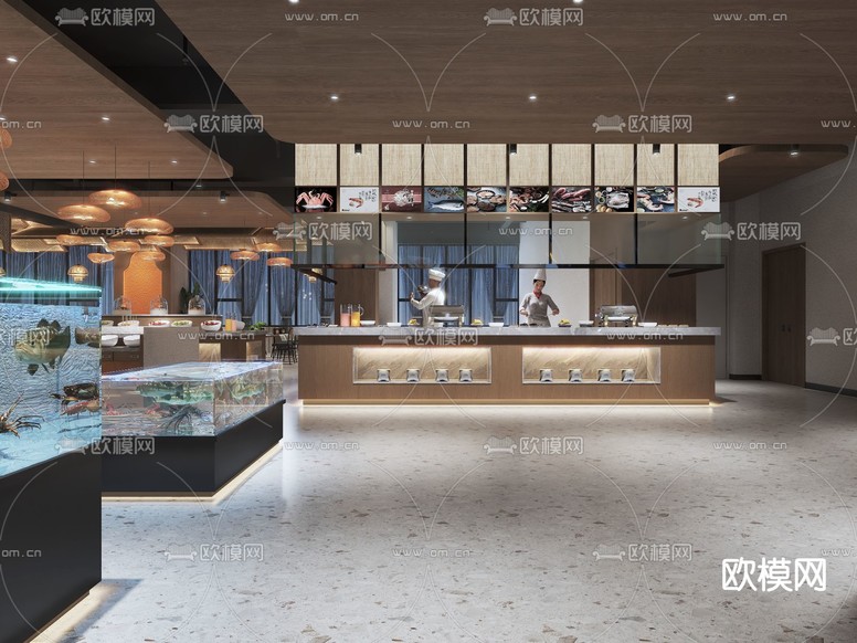自助餐廳 海鮮餐廳3d模型下載(渲染圖3)