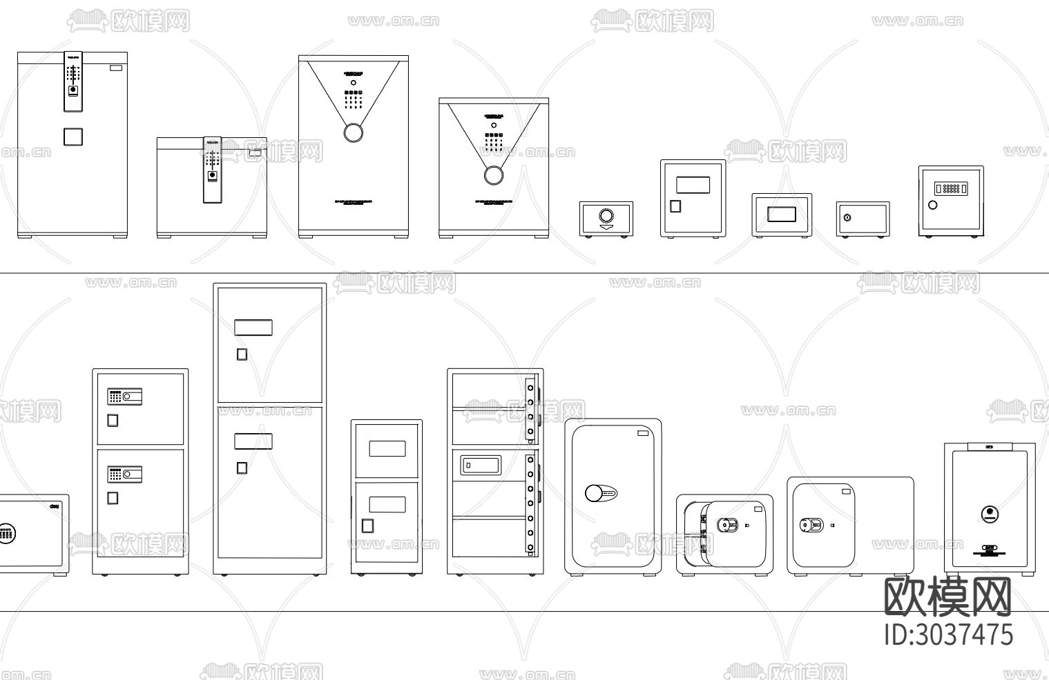 各类装饰箱子保险箱CAD图库下载（渲染图5）