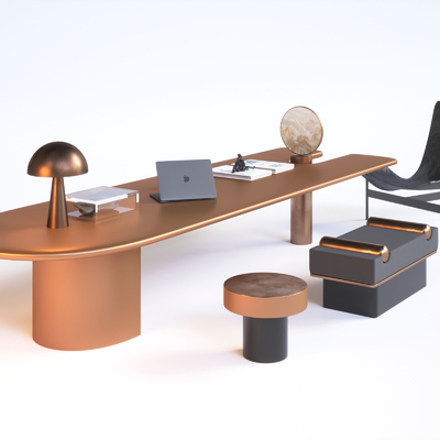  办公桌椅 老板桌su模型 