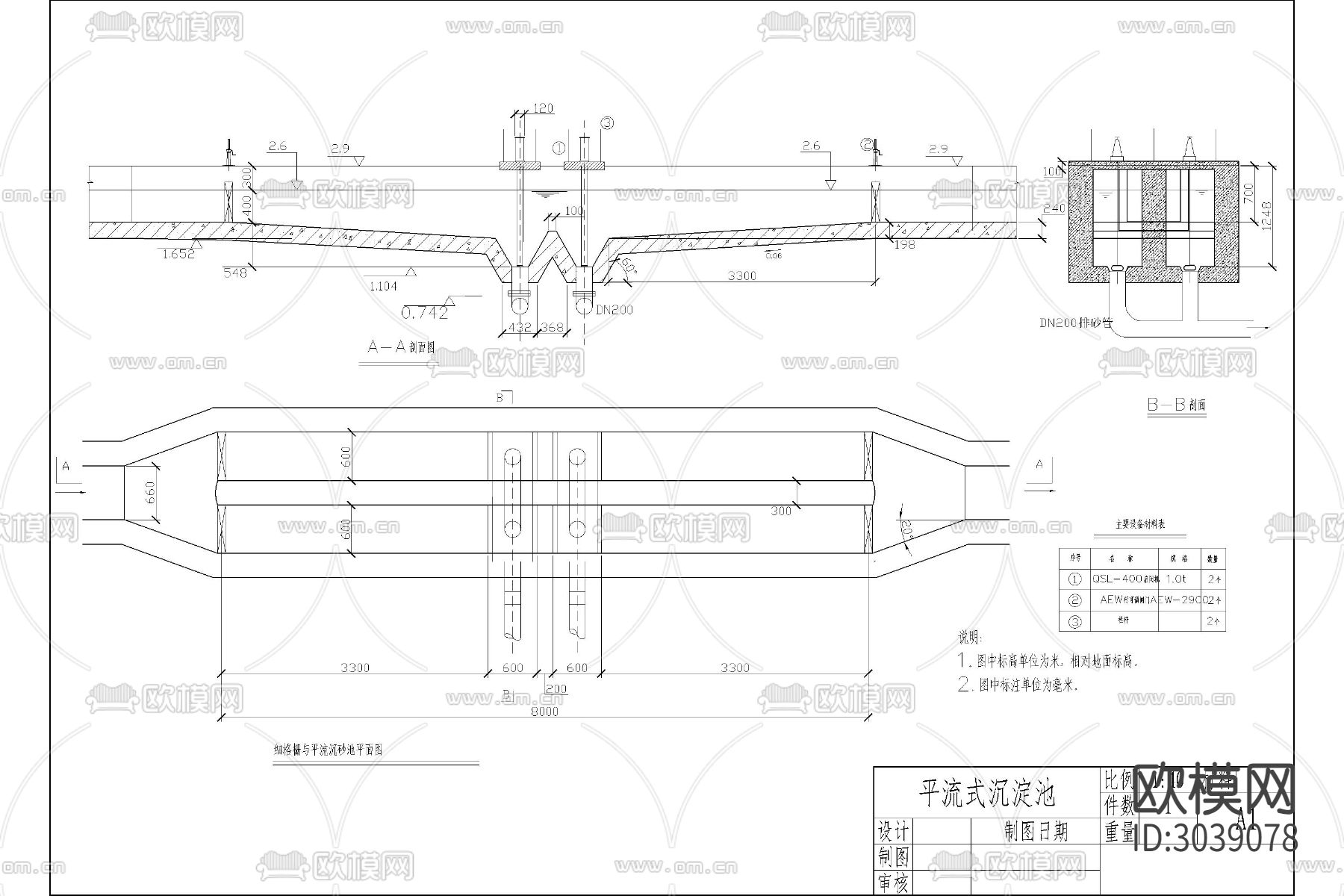 平流式 沉淀池 平流沉淀池CAD施工图下载（渲染图6）