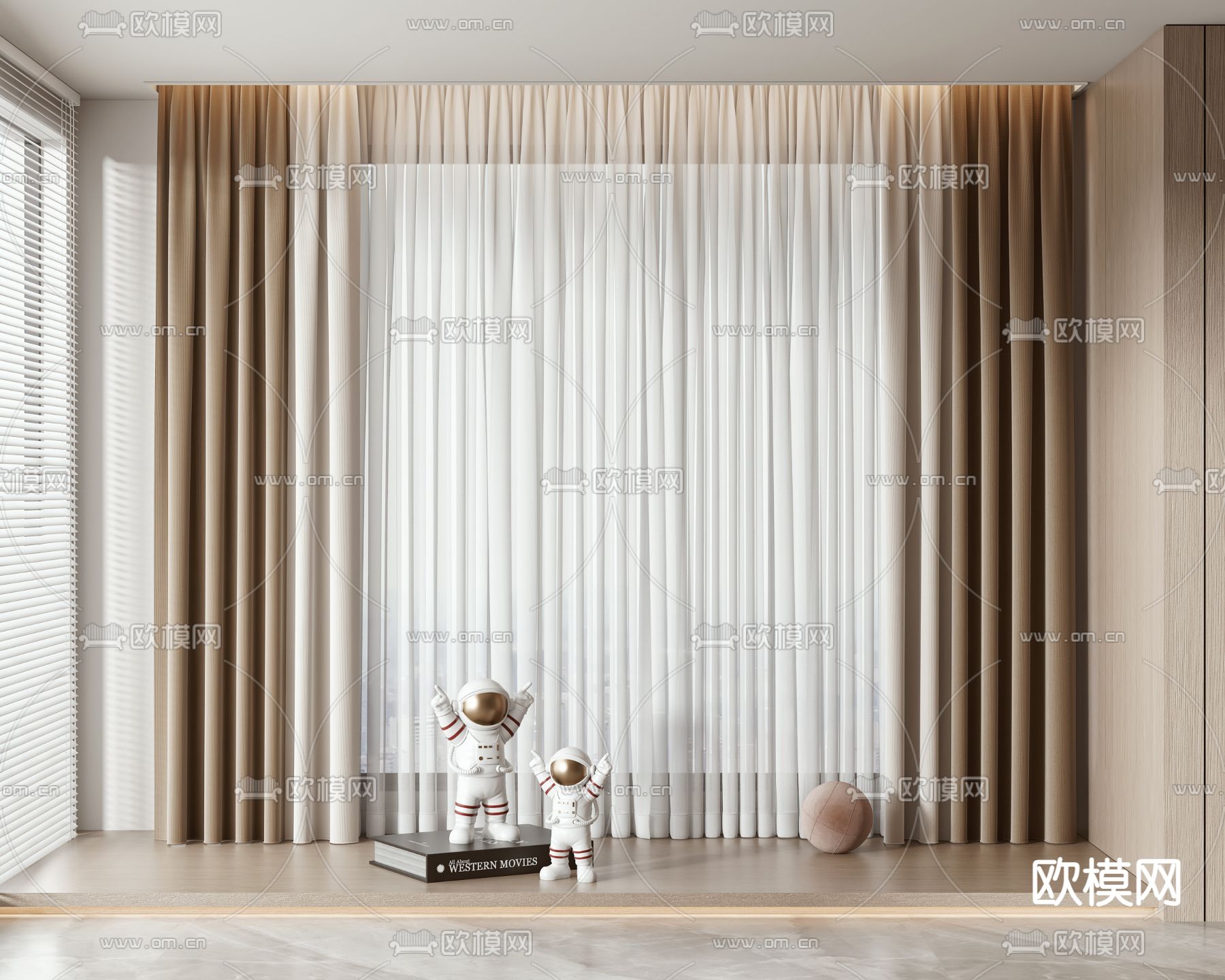 素色窗帘 窗纱3d模型