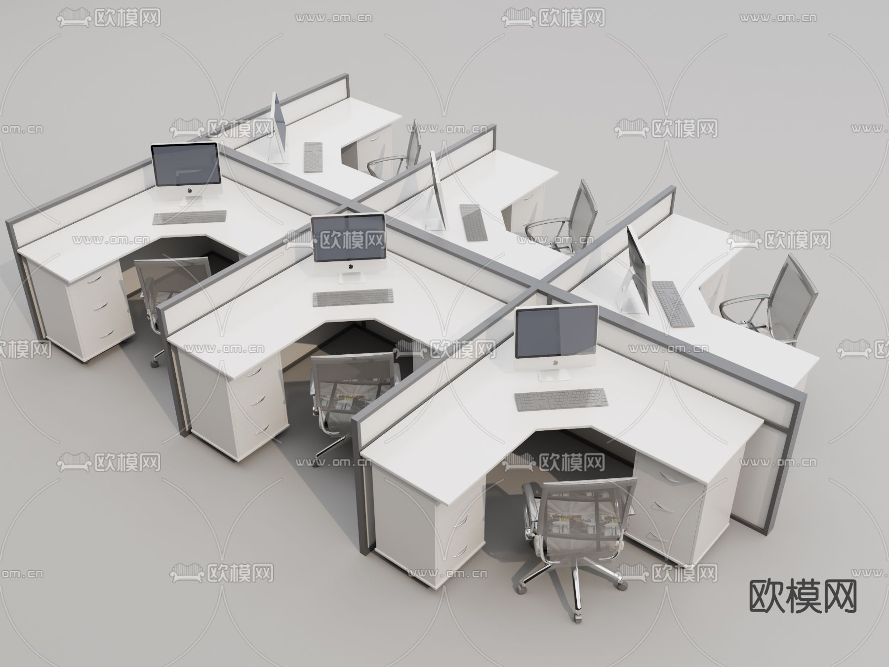 办公桌su模型下载（渲染图2）