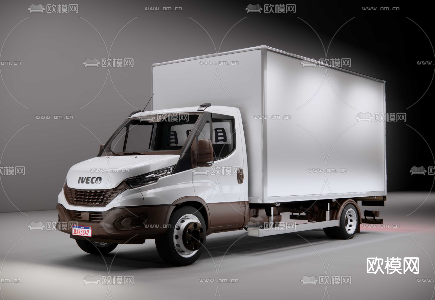 依维柯箱式货车su模型下载（渲染图4）