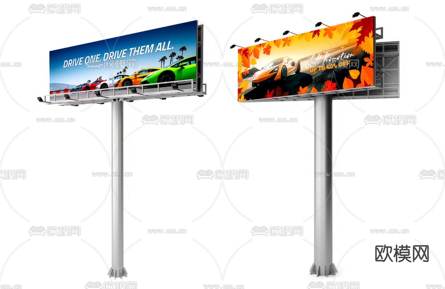 现代高速广告牌su模型下载（渲染图2）