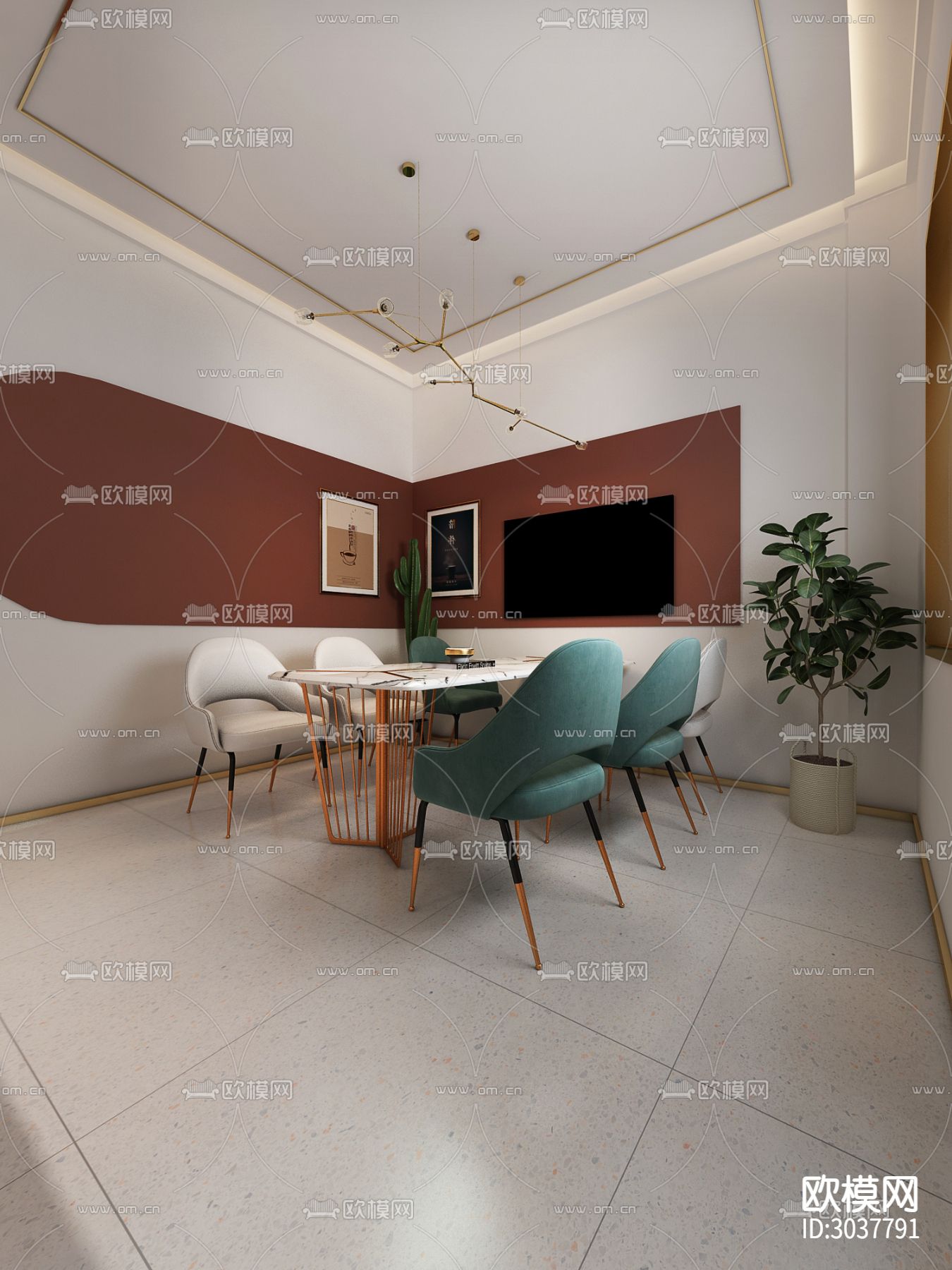 最新流行咖啡馆CAD施工图下载（渲染图5）