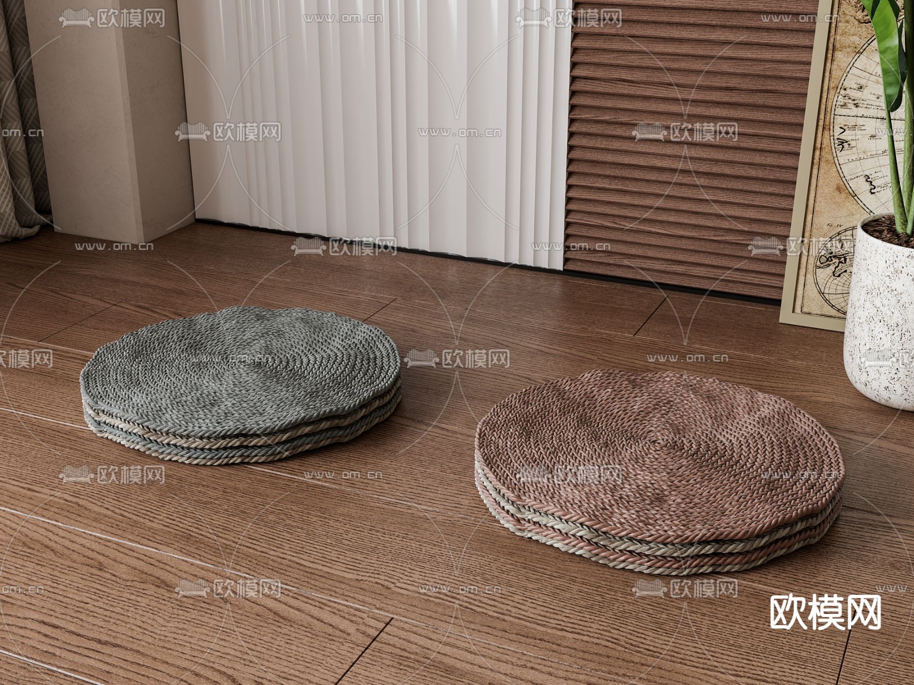 蒲团 坐垫 圆垫3d模型下载