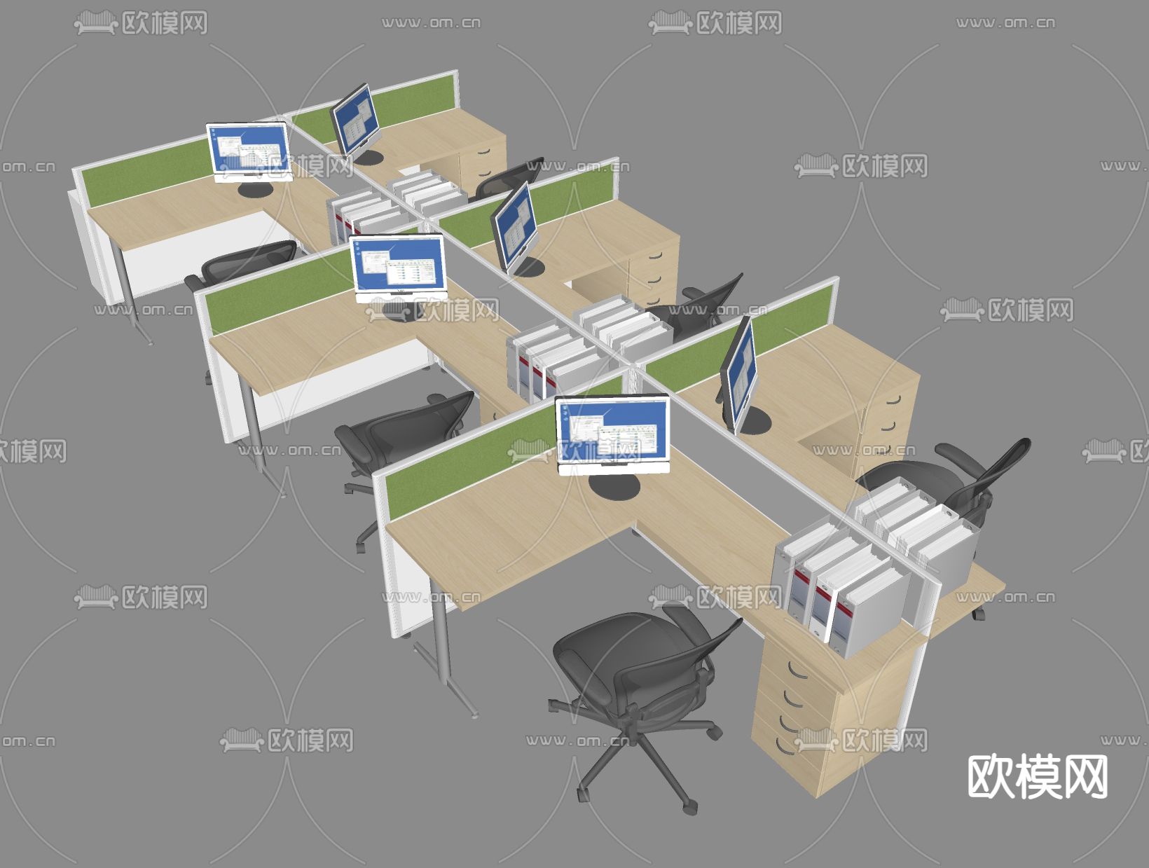 办公桌su模型下载（渲染图1）