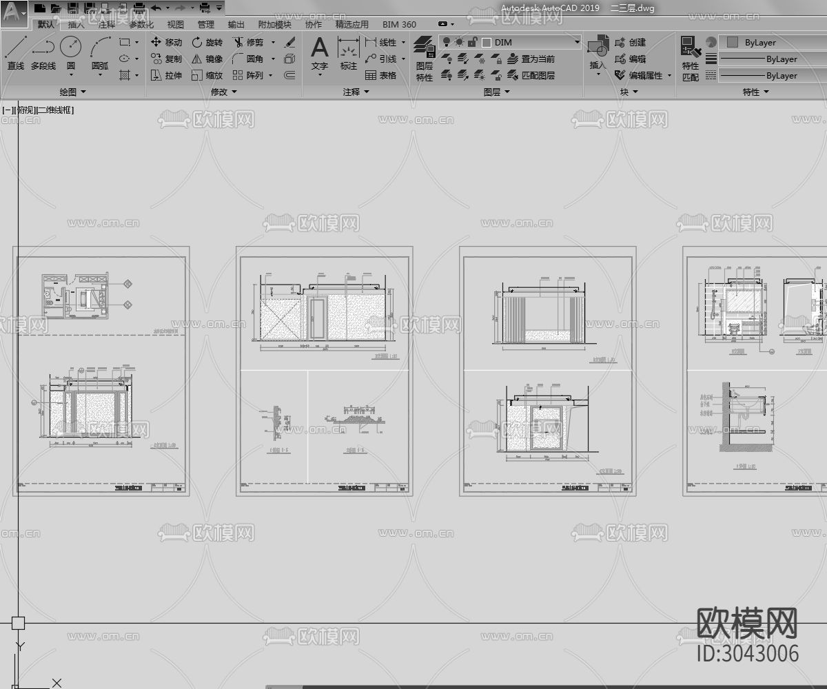 家装图纸 地下室 地上一到四层cad施工图下载（渲染图5）