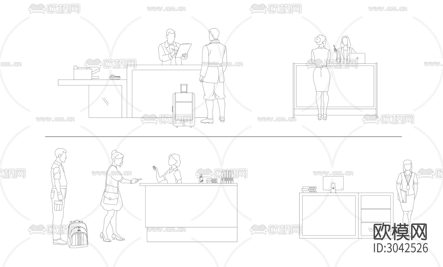 超市人物 收银台人物下载（渲染图2）
