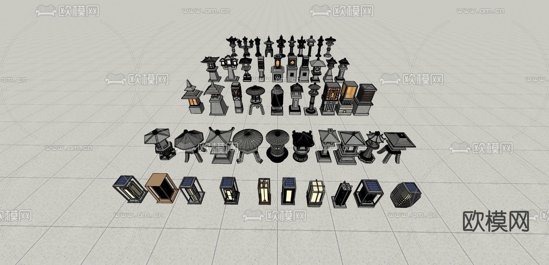 中式景观灯su模型下载（渲染图1）