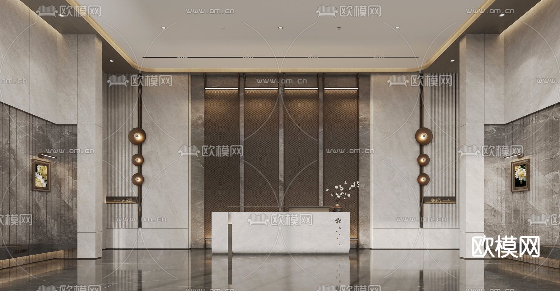 入户大堂 公共大堂3d模型下载