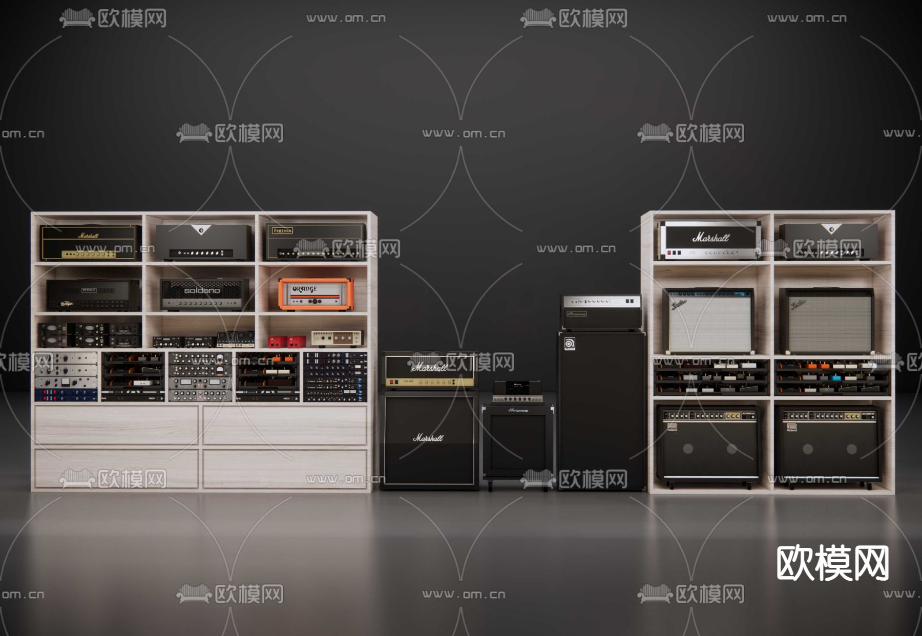 音箱功放效果器su模型下载（渲染图4）