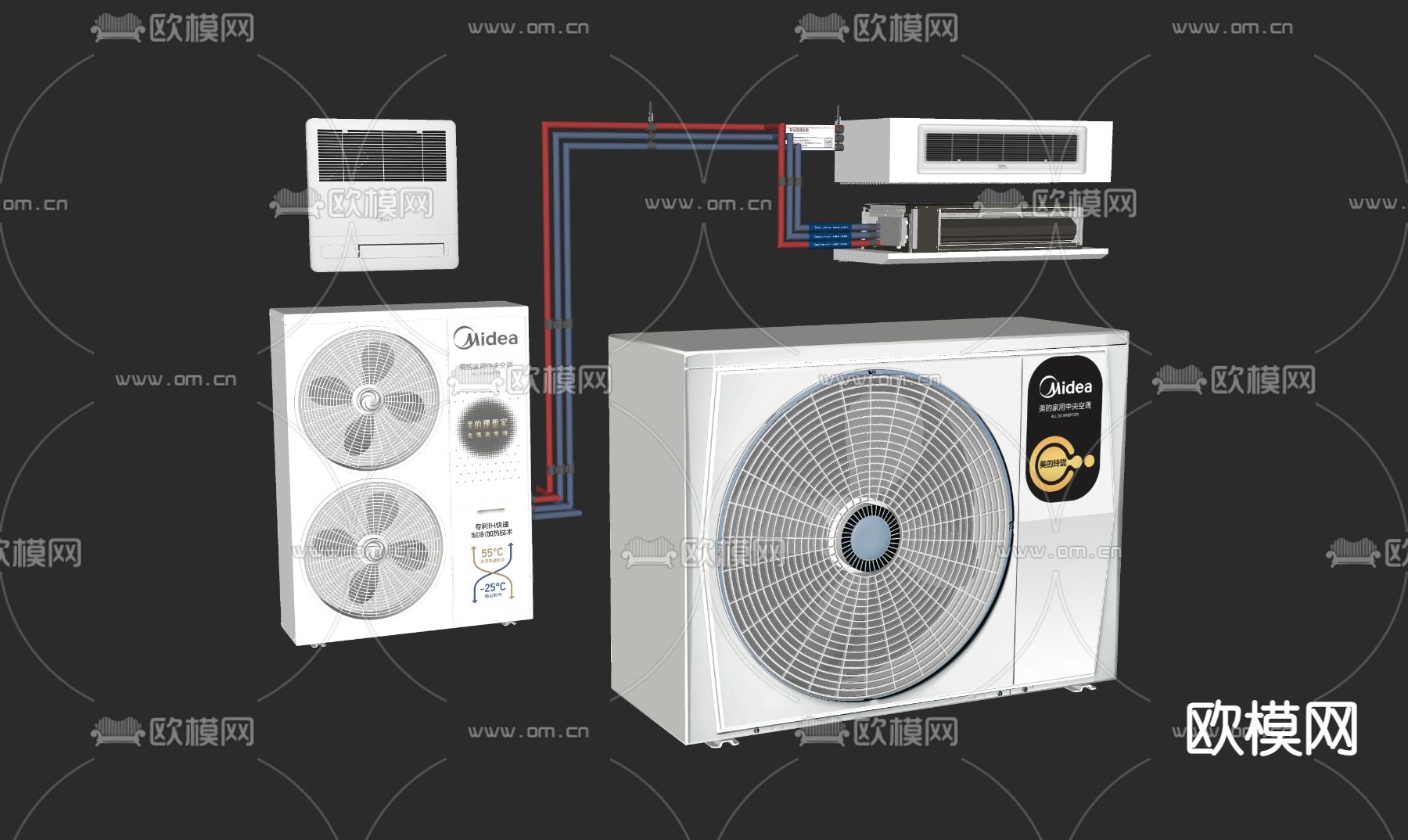 空调内外机su模型下载（渲染图1）