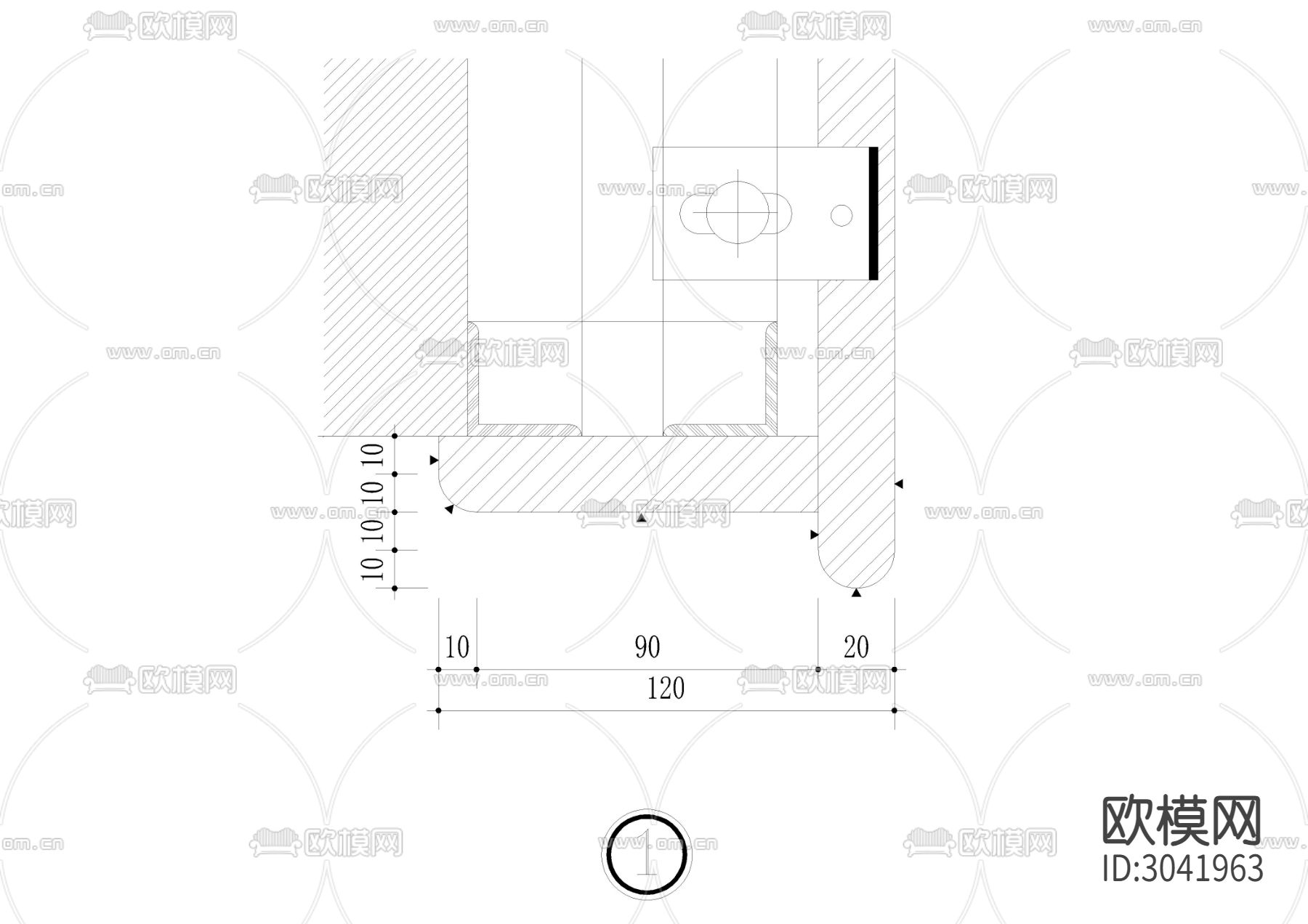 精品石材垭口节点大样详图 剖面图下载（渲染图4）