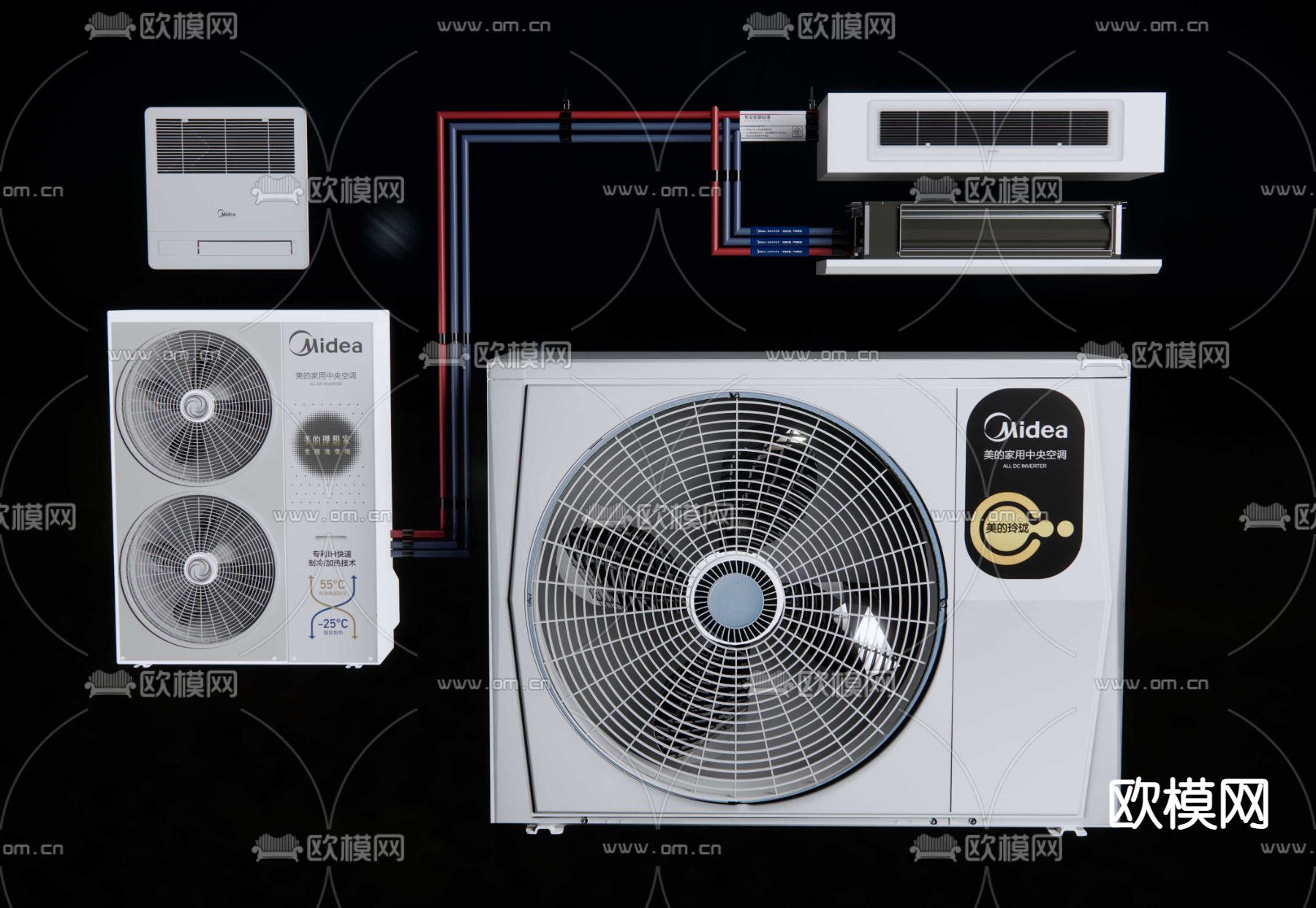 空调内外机su模型下载（渲染图2）