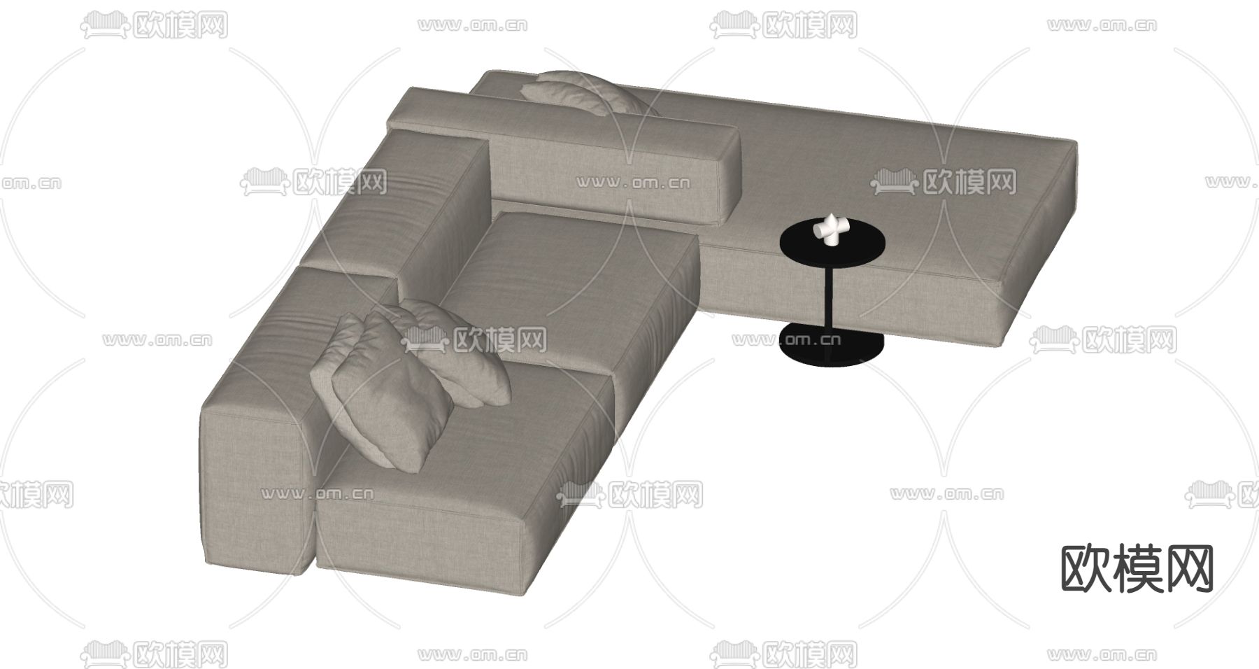现代多人沙发 转角沙发su模型下载（渲染图1）