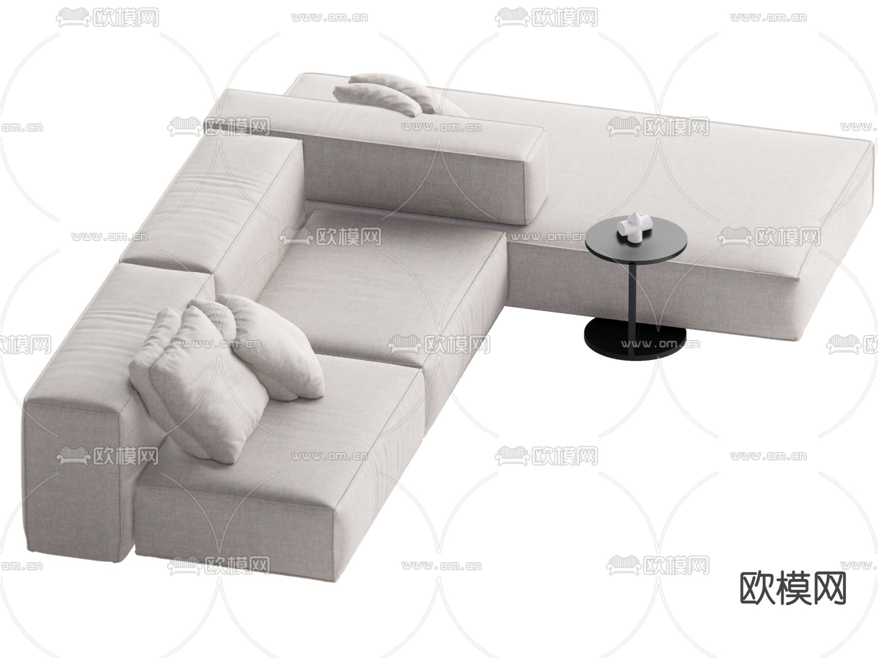 现代多人沙发 转角沙发su模型下载（渲染图2）