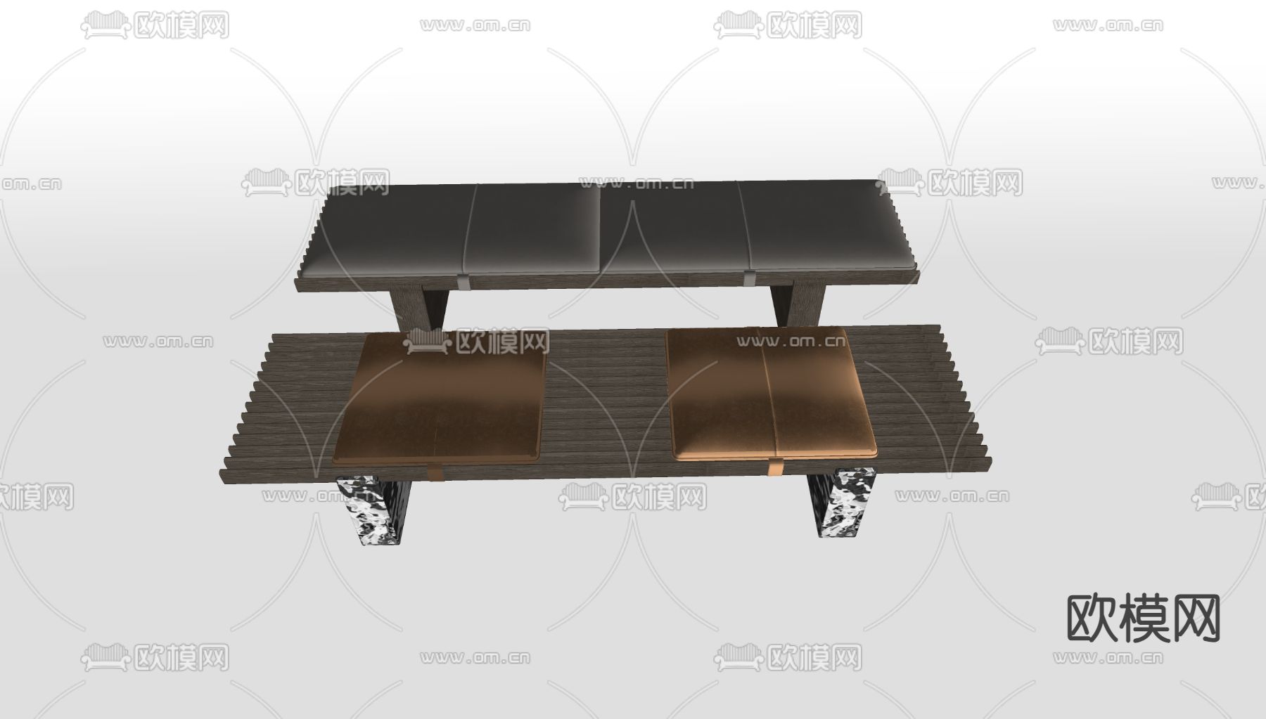 现代沙发凳 长凳 凳子su模型下载（渲染图1）
