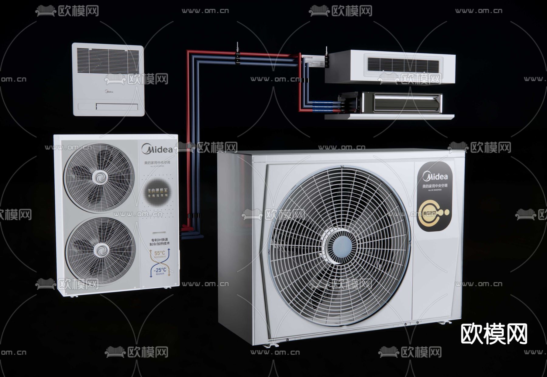 空调内外机su模型下载（渲染图3）