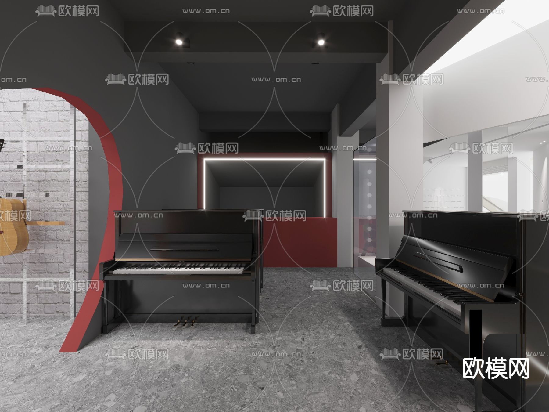 钢琴室 培训中心3d模型下载（渲染图1）